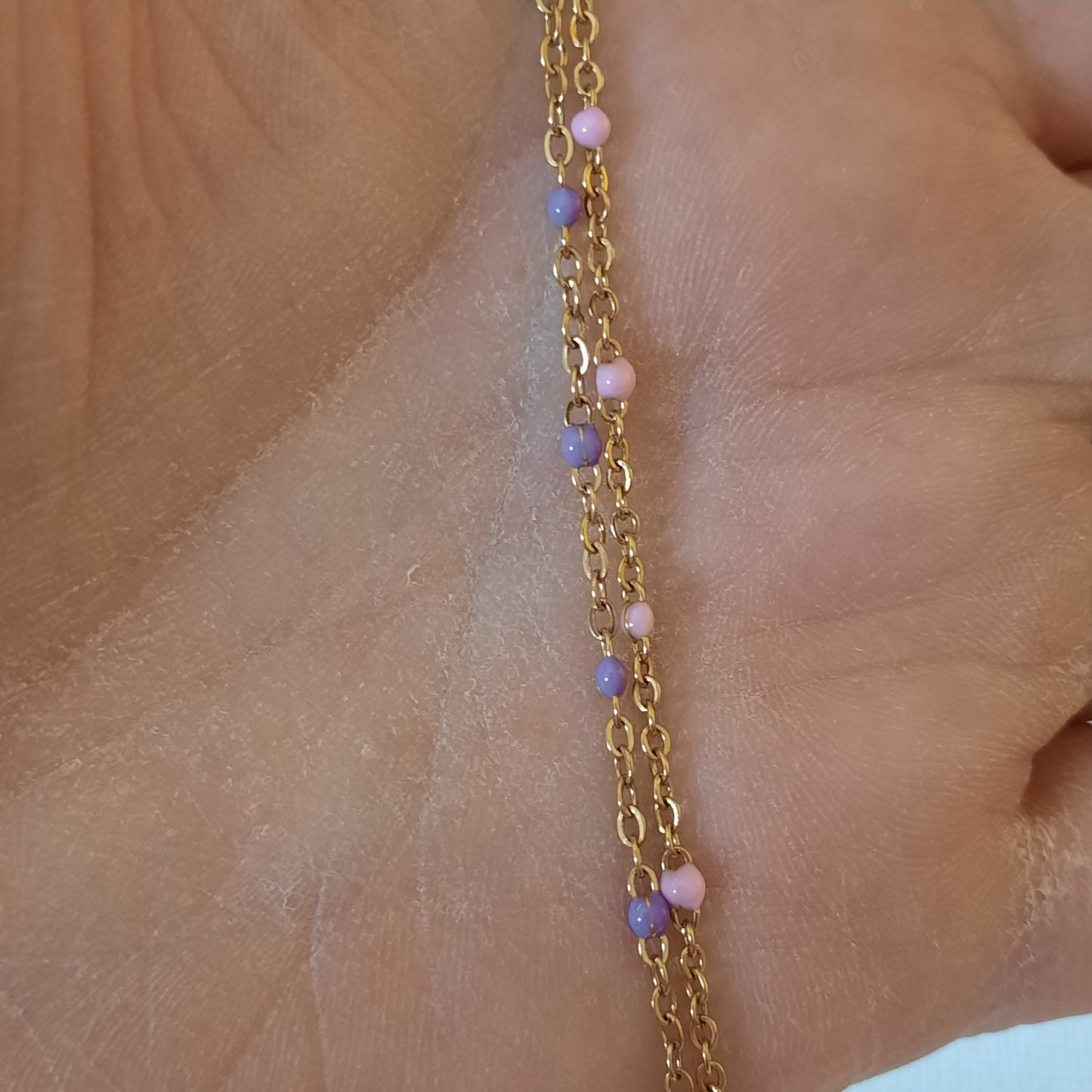 Set mit 2 Armbändern aus Edelstahl 316, Hellrosa und Parma, individuell handgefertigt