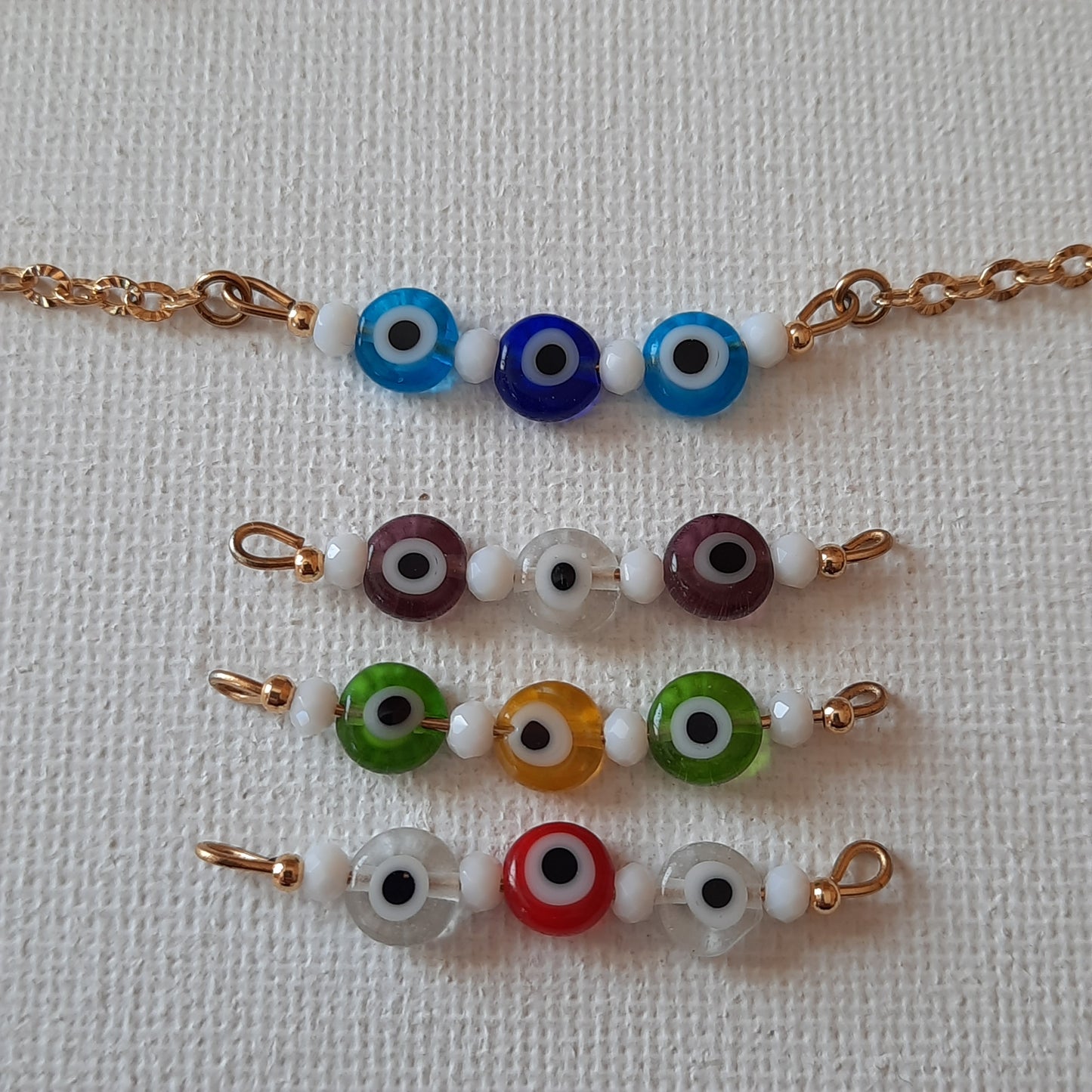 Bracelet de cheville stainless steel 316 perles evil eye handmade sur mesure