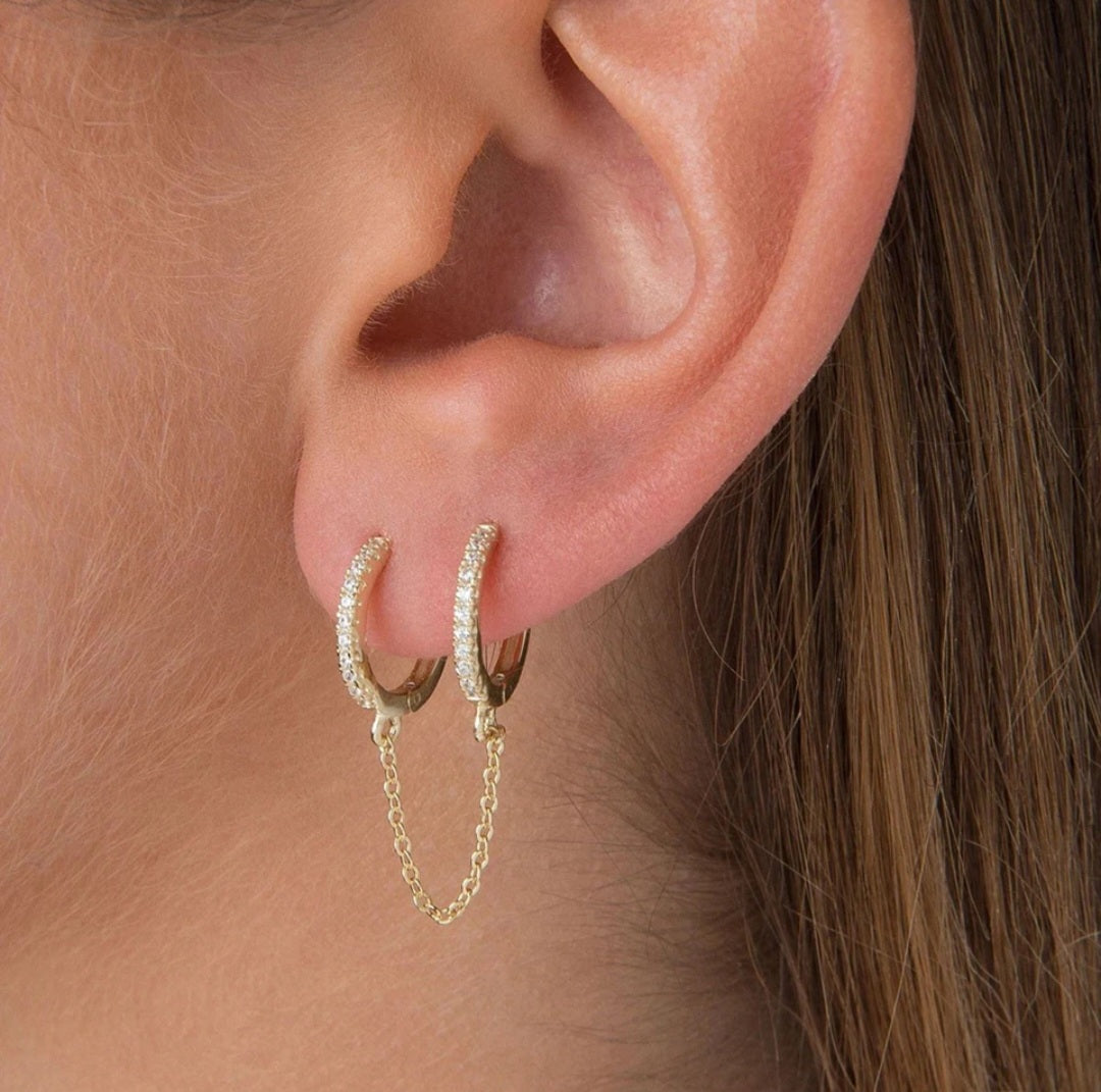 Johoop-Ohrkette aus Roségold, besetzt mit Zirkonium-Edelstahl