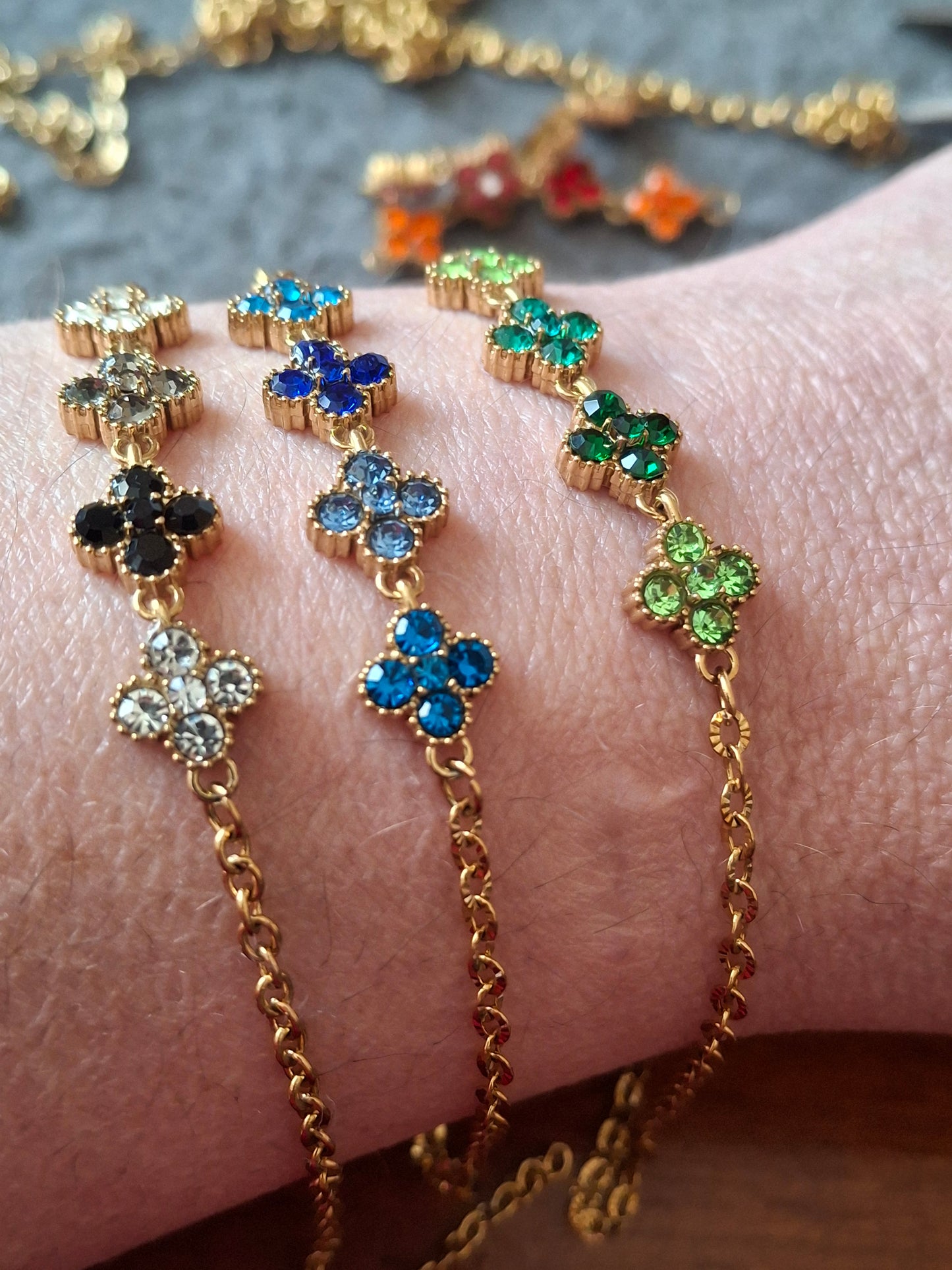 Armband Kette Edelstahl 316 Kristall und Kette Edelstahl 316 handgefertigt nur auf Maß