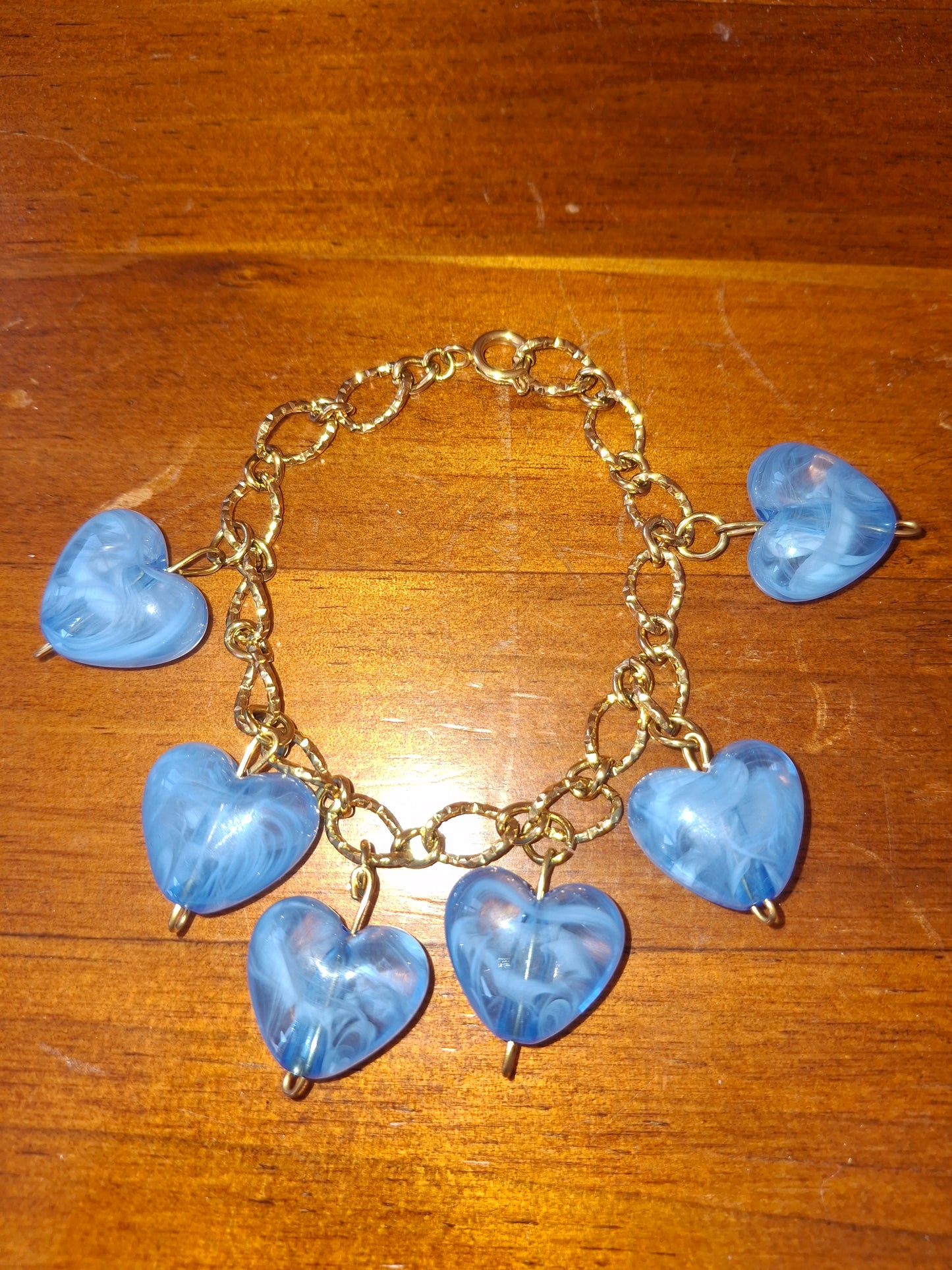 Handmade stainless steel gold chain bracelet with heart