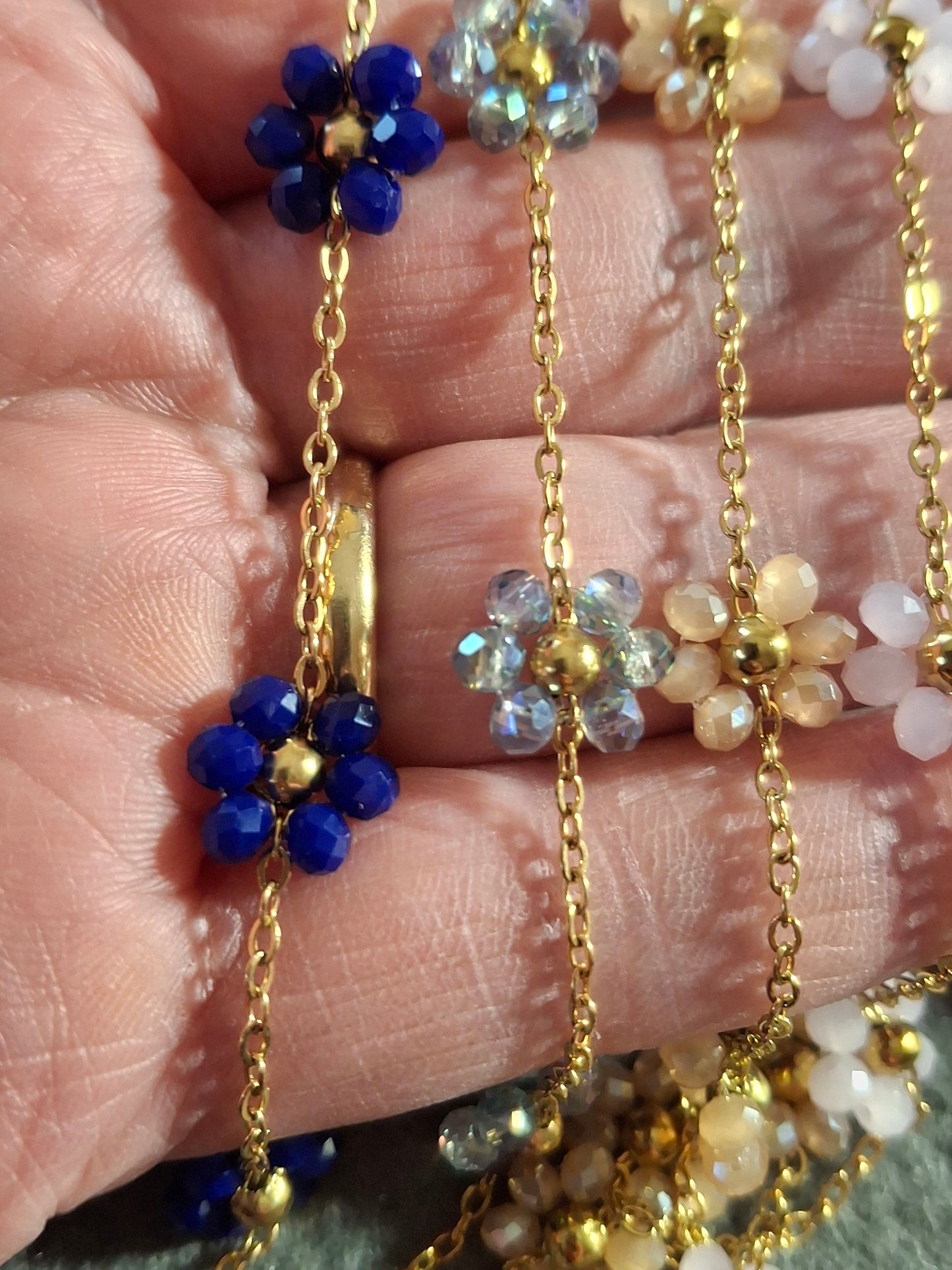 Bracelet chaîne acier inoxydable stainless steel fleurs sur mesure