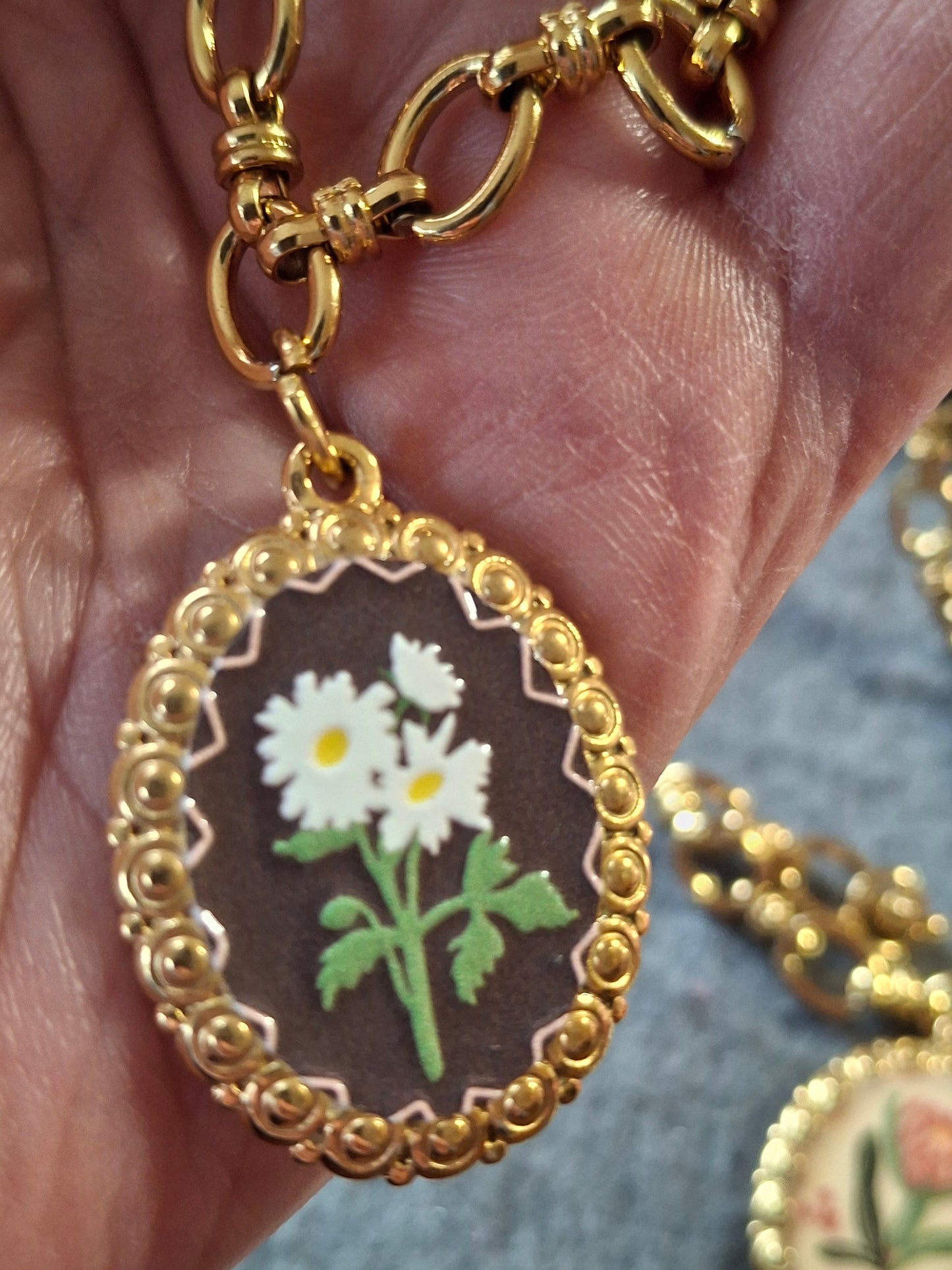 Bracelet maille gourmette acier inoxydable stainless steel 316 et grand pendentif stainless steel 316 style rétro sur mesure