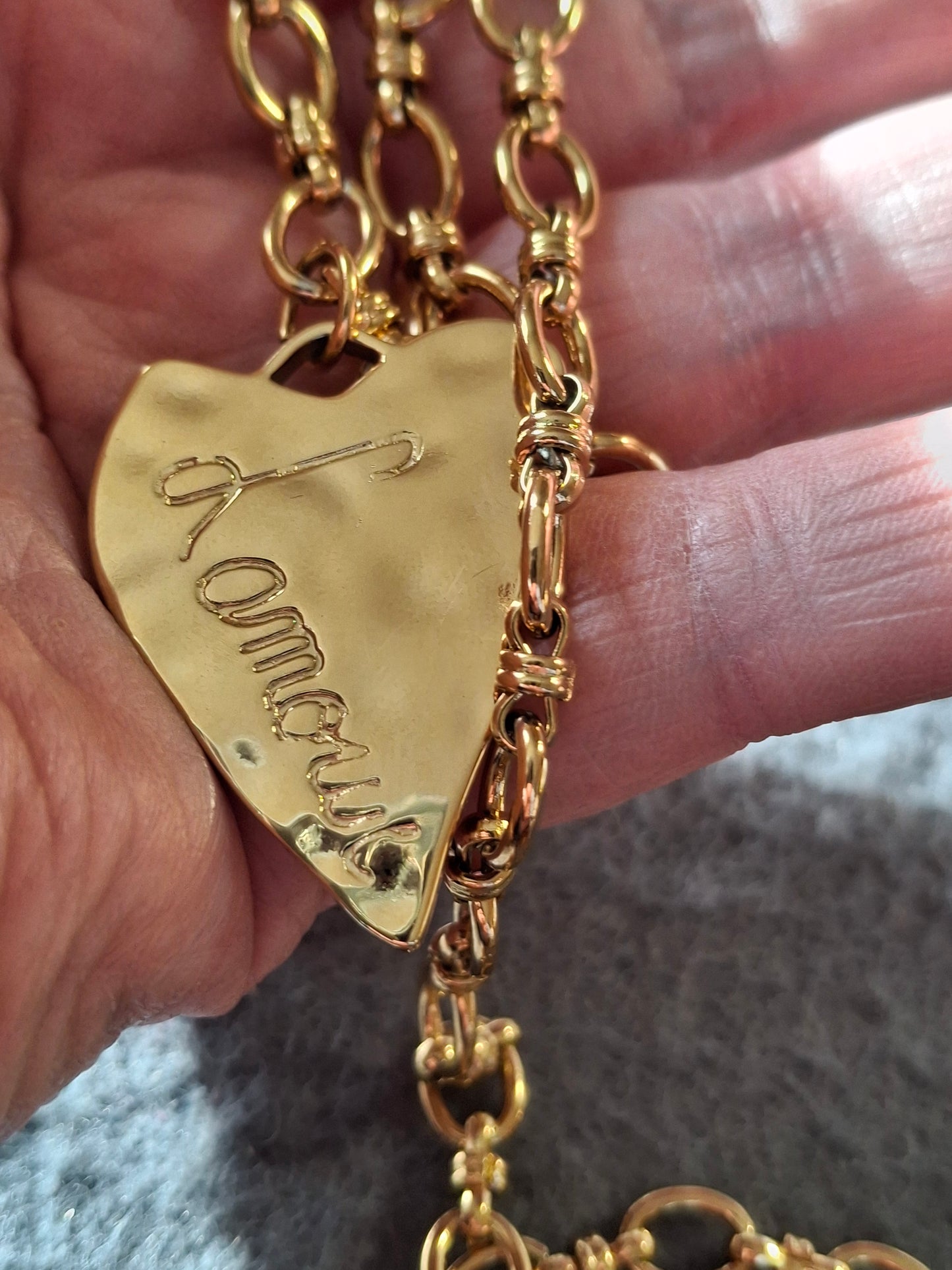 Bracelet maille gourmette stainless steel 316 grand cœur stainless steel 316 sur mesure