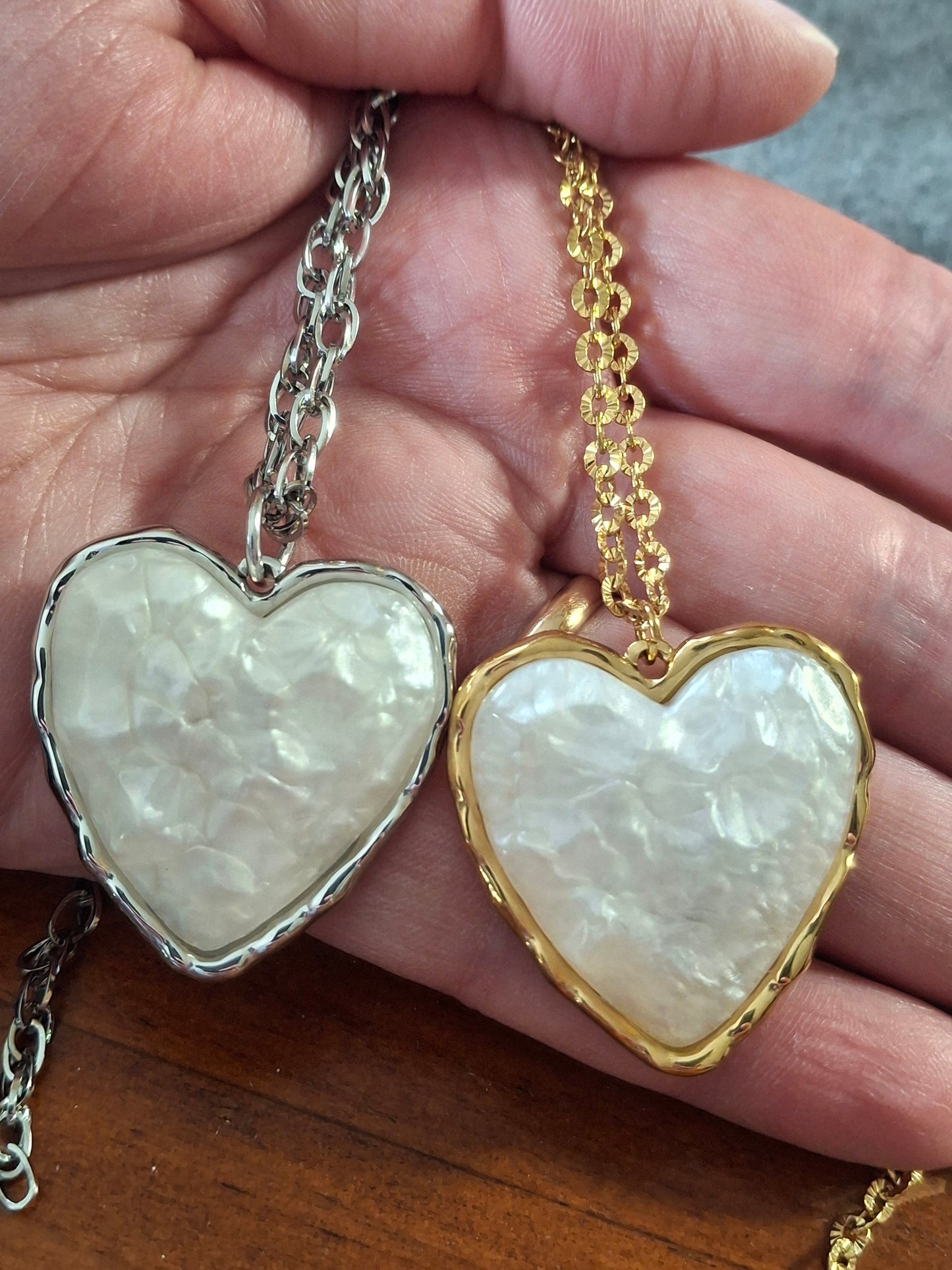 Halskette goldfarbene Kette Edelstahl 316 und Herz Edelstahl 316