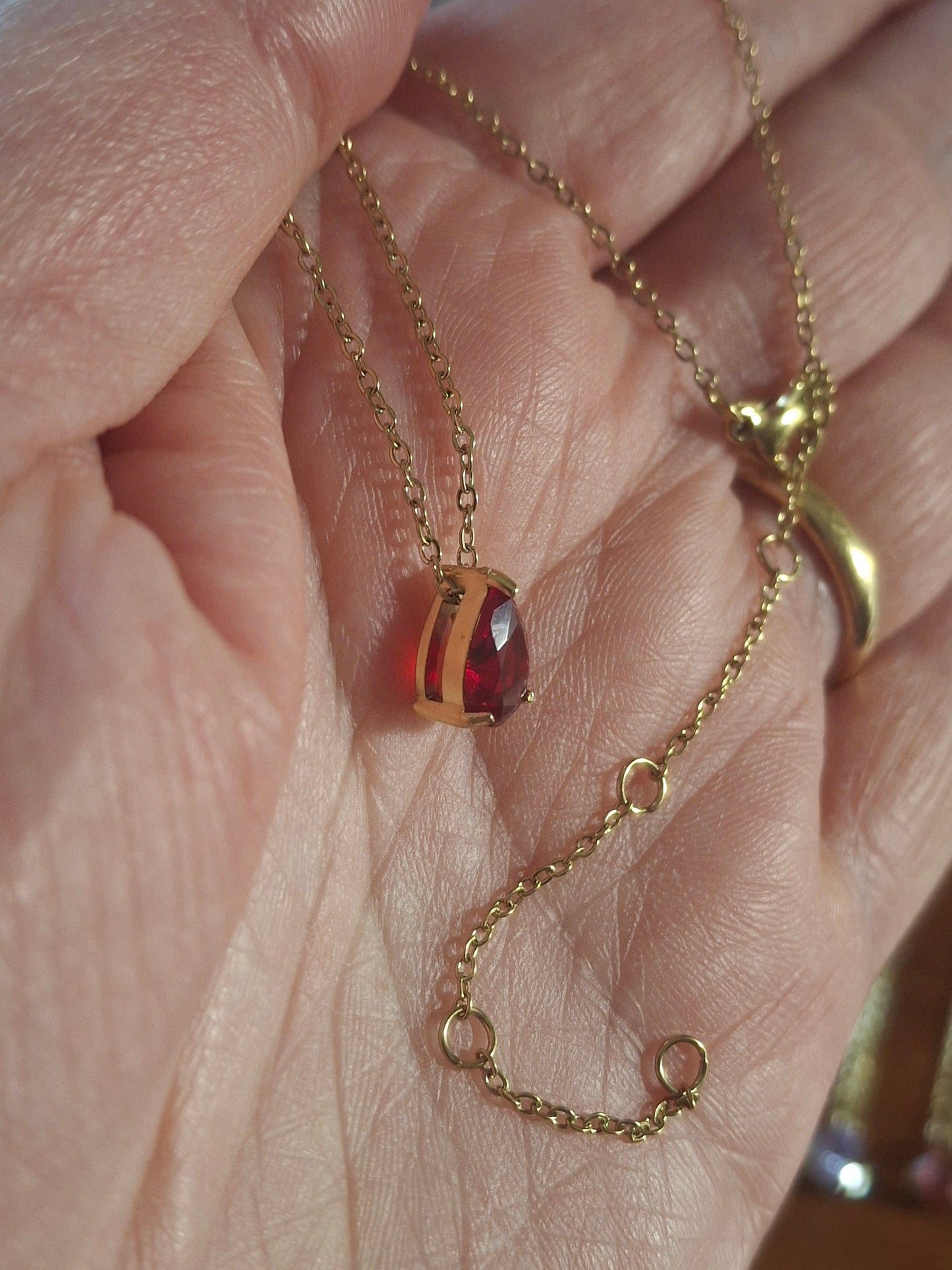 Collier chaîne acier inoxydable stainless steel 316 et cristal pierre de naissance réglable ajustable