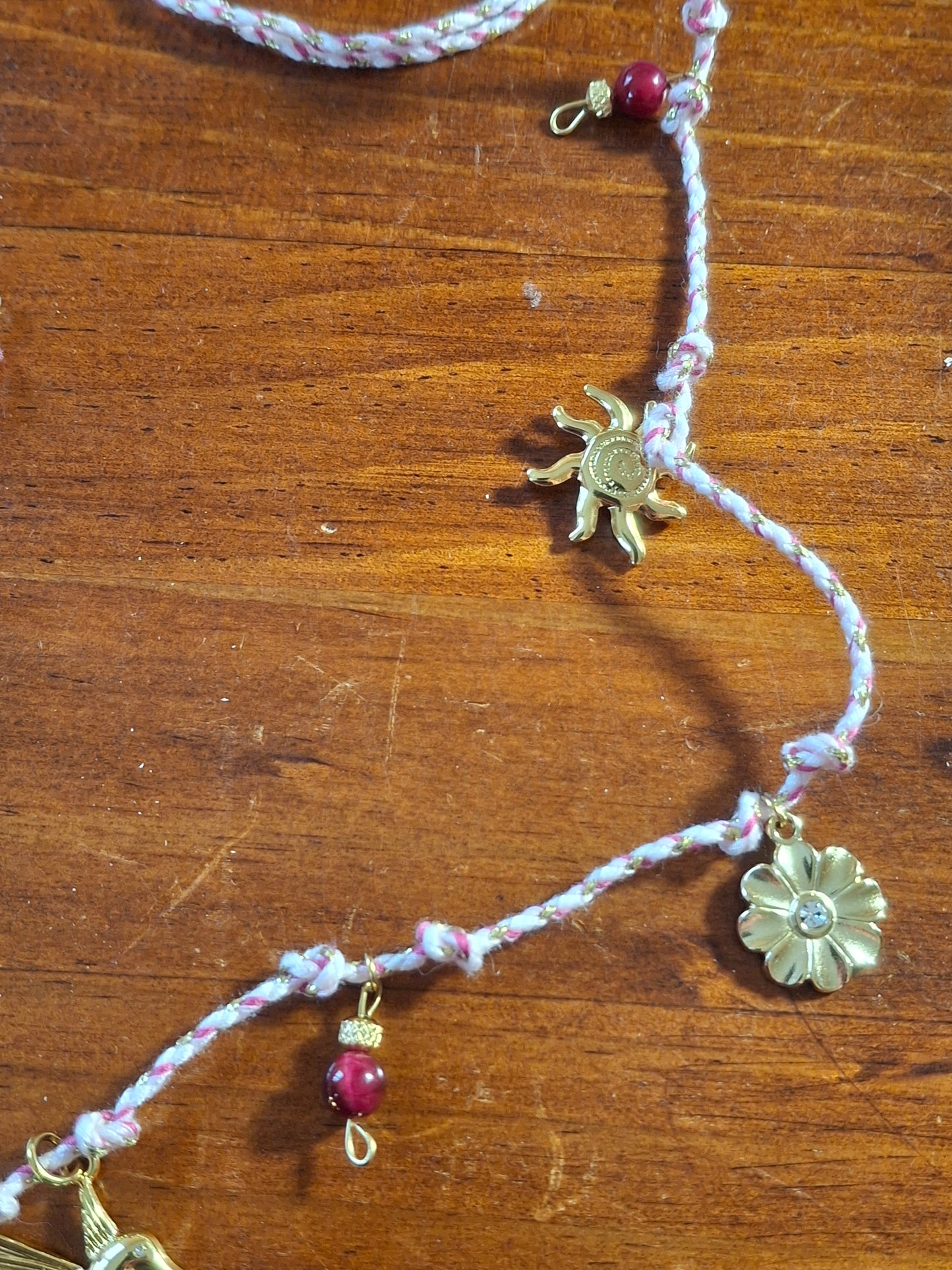 Geflochtene Kordelkette und Edelstahlanhänger 316 polierter Edelstahl verstellbar handgefertigt