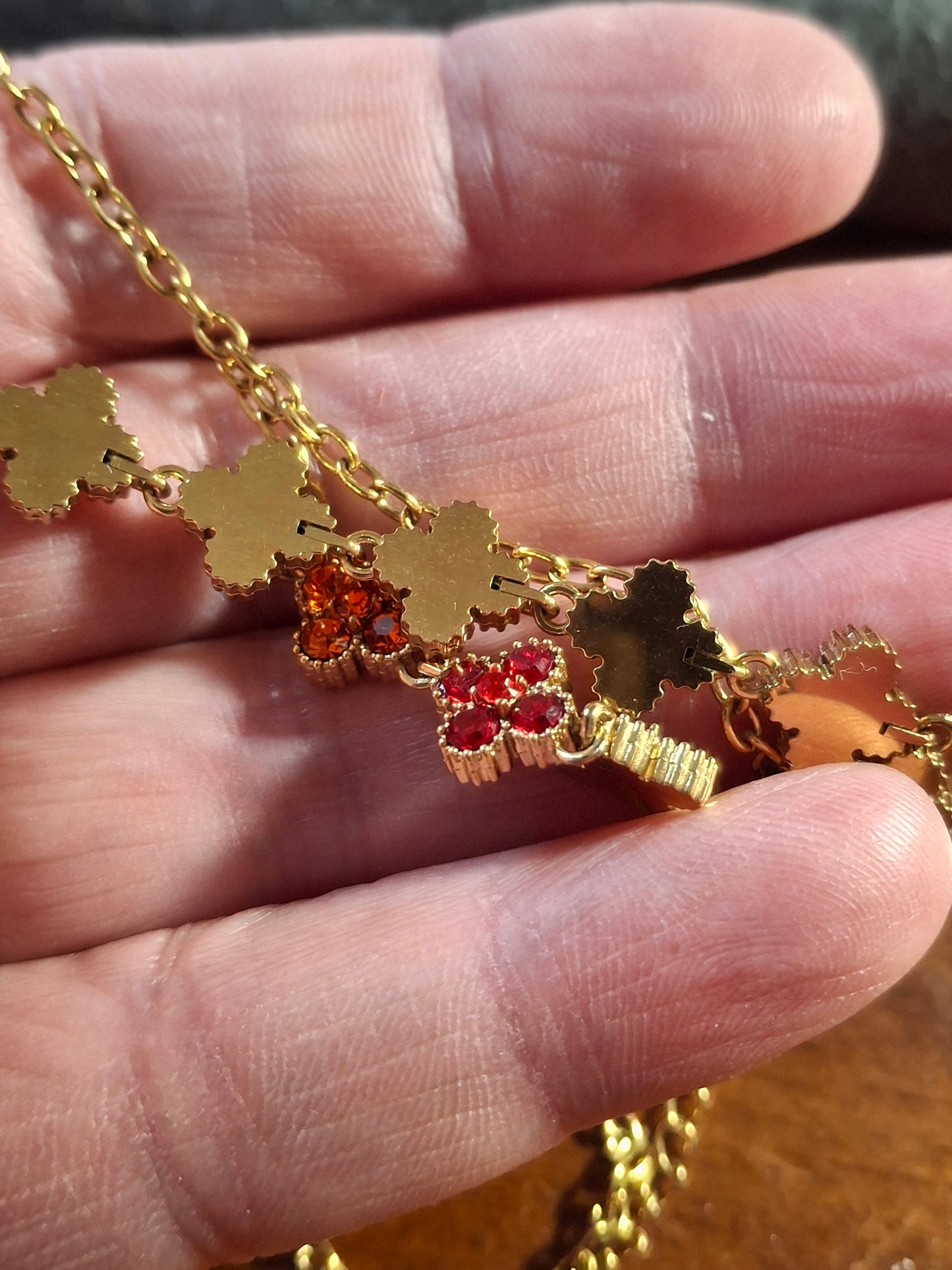 Halskette goldfarbene Kette Edelstahl 316 Kristall und Kette Edelstahl 316 handgefertigt