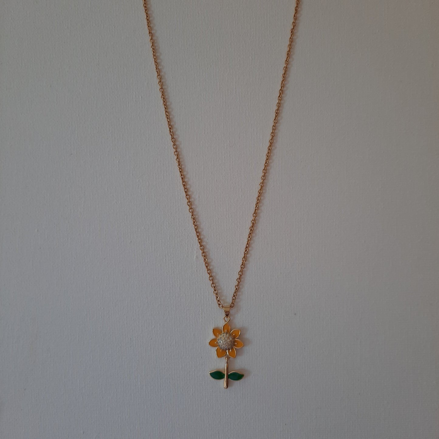 Collier stainless steel 316 pendentif tournesol plaqué or 18K