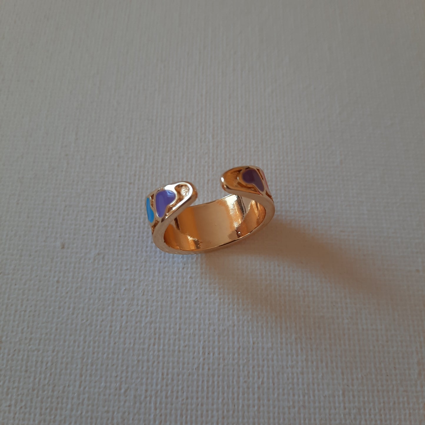 Bague cassiopee email multicolore en laiton doré à l'or fin légèrement ajustable