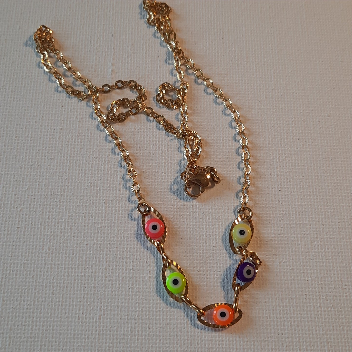 Collier steinless steel perles evil eye stainless steel handemade sur mesure