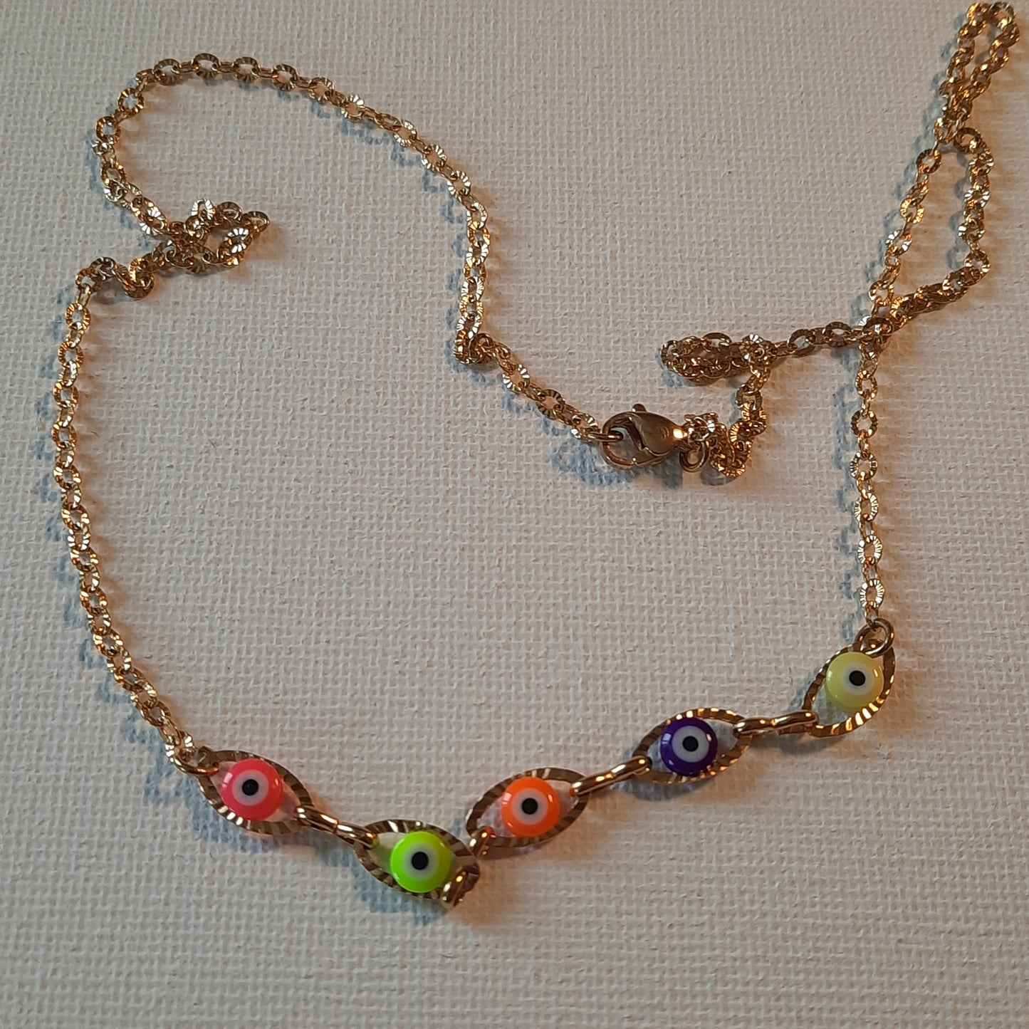 Collier steinless steel perles evil eye stainless steel handemade sur mesure