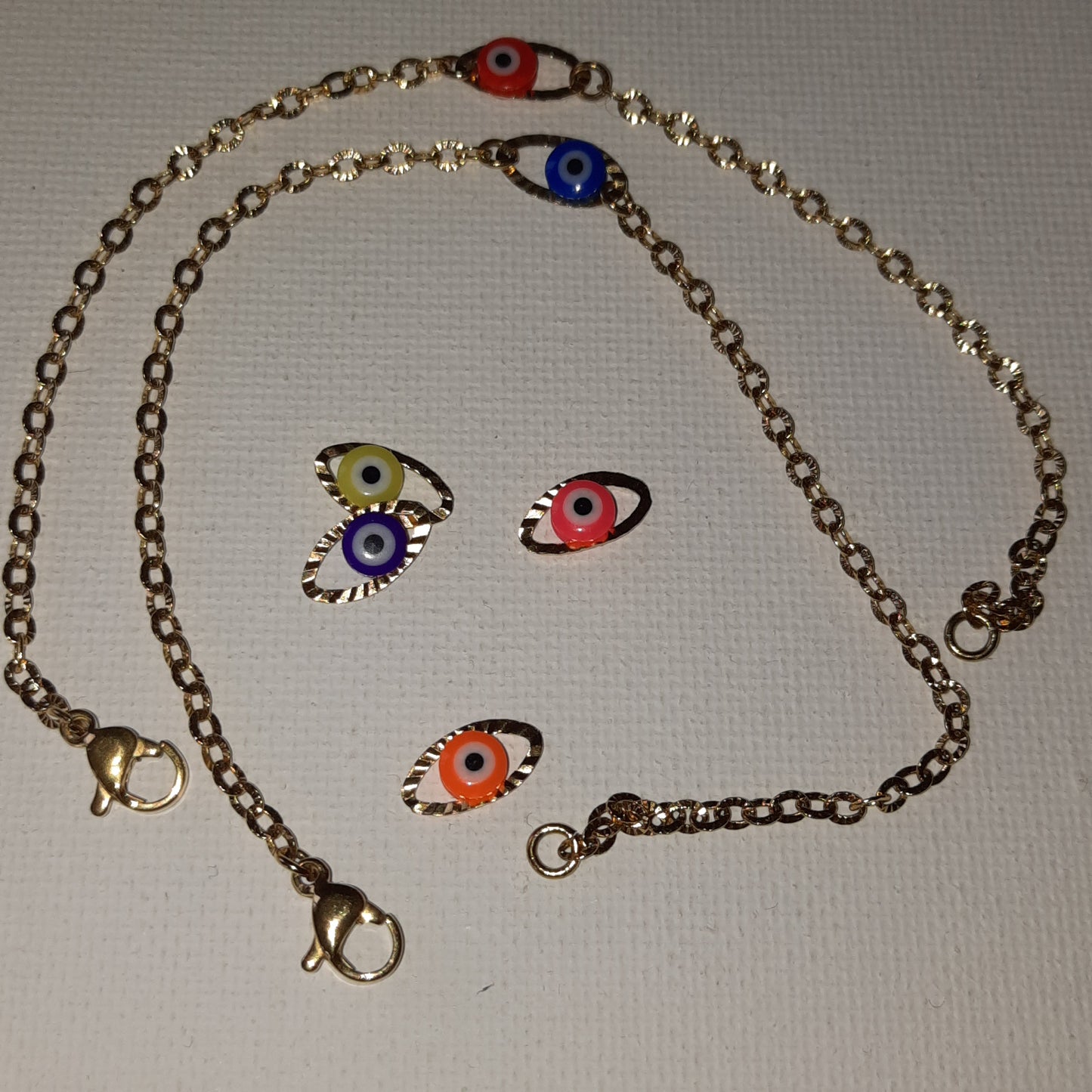 Bracelet stainless steel 316 connecteur evil eye handemade sur mesure