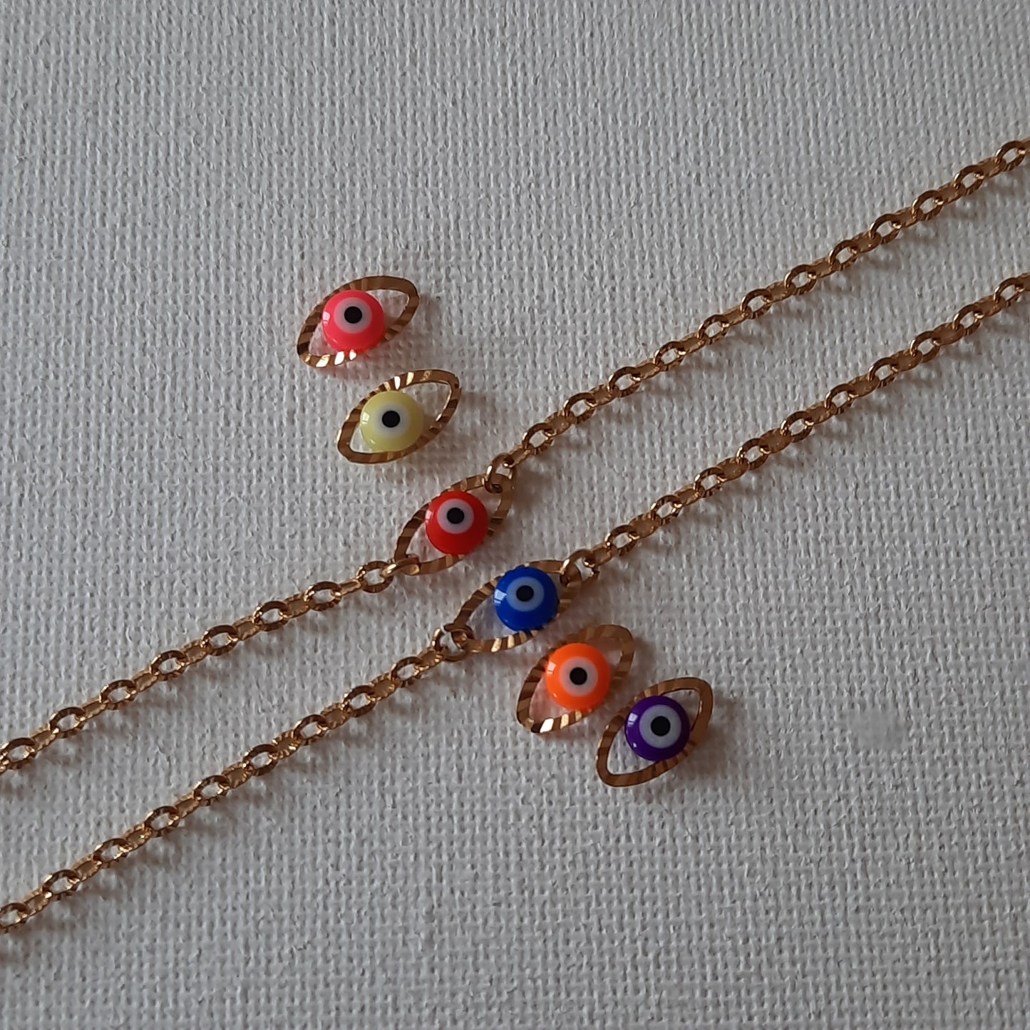 Bracelet stainless steel 316 connecteur evil eye handemade sur mesure