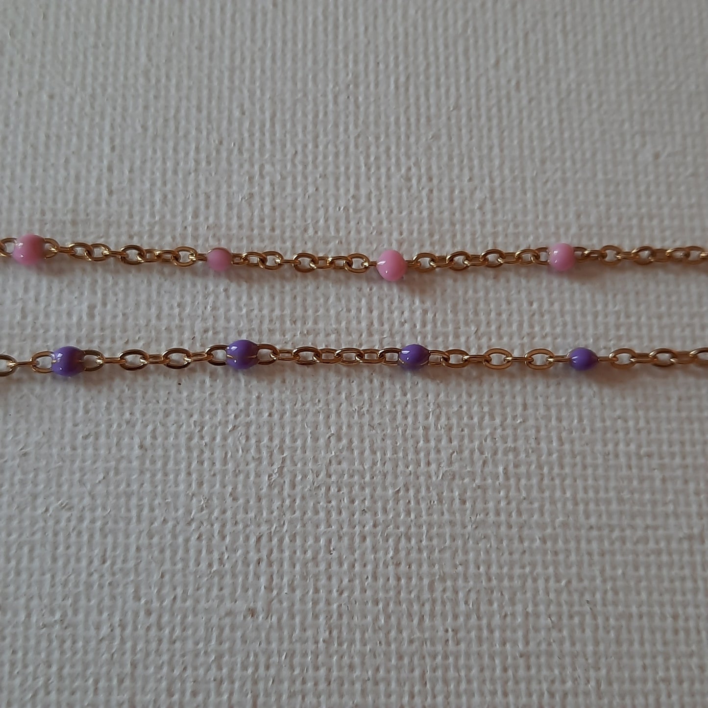 Ensemble de 2 bracelets stainless steel 316 ,rose clair et parme sur mesure handemade