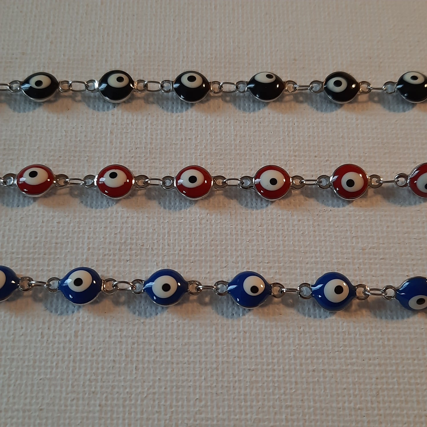 Bracelet de cheville chaîne argentée stainless steel evil eye sur mesure