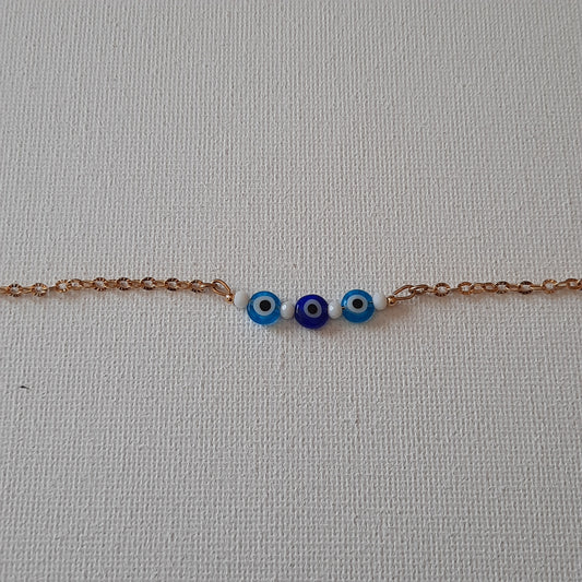 Bracelet de cheville stainless steel 316 perles evil eye handmade sur mesure