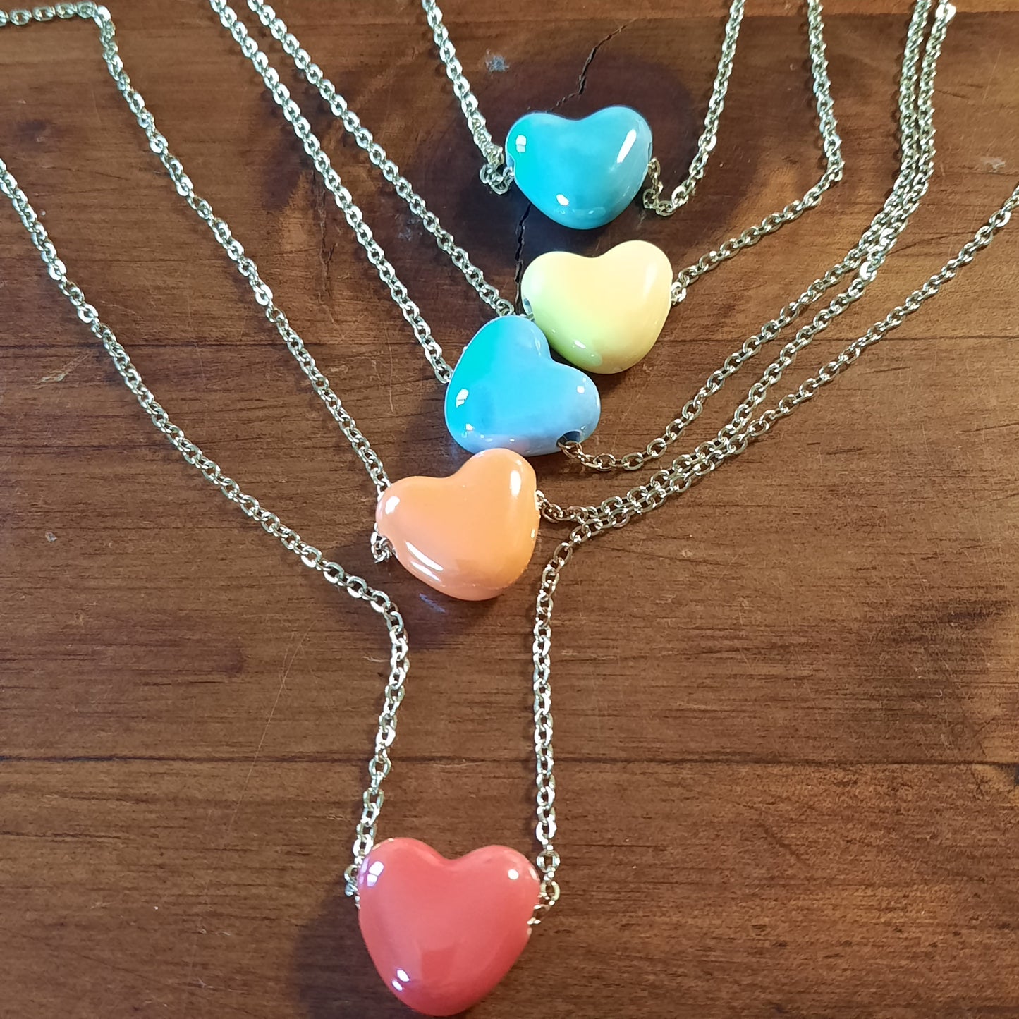 Collier chaîne dorée acier inoxydable stainless steel 316 et cœur en céramique