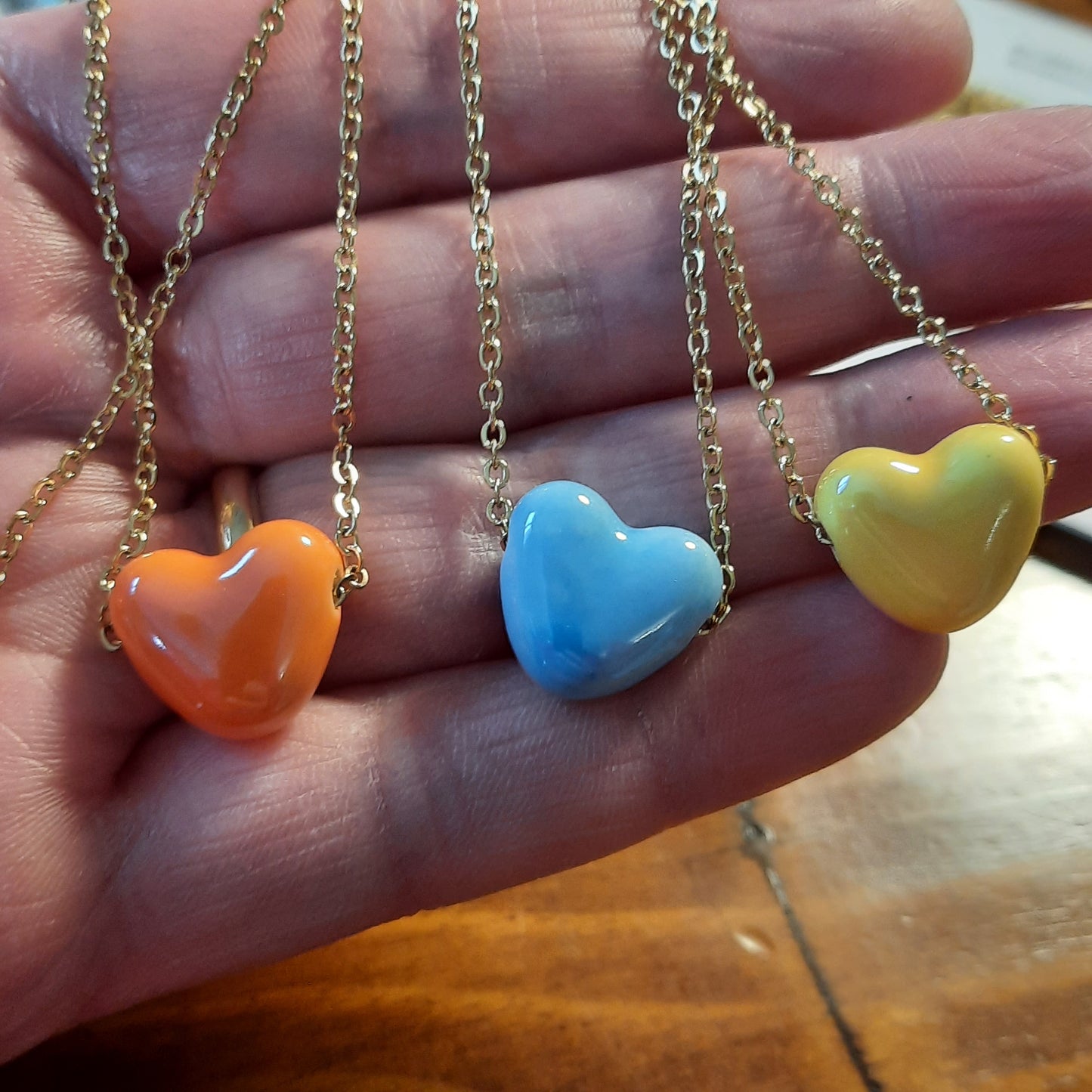 Collier chaîne dorée acier inoxydable stainless steel 316 et cœur en céramique