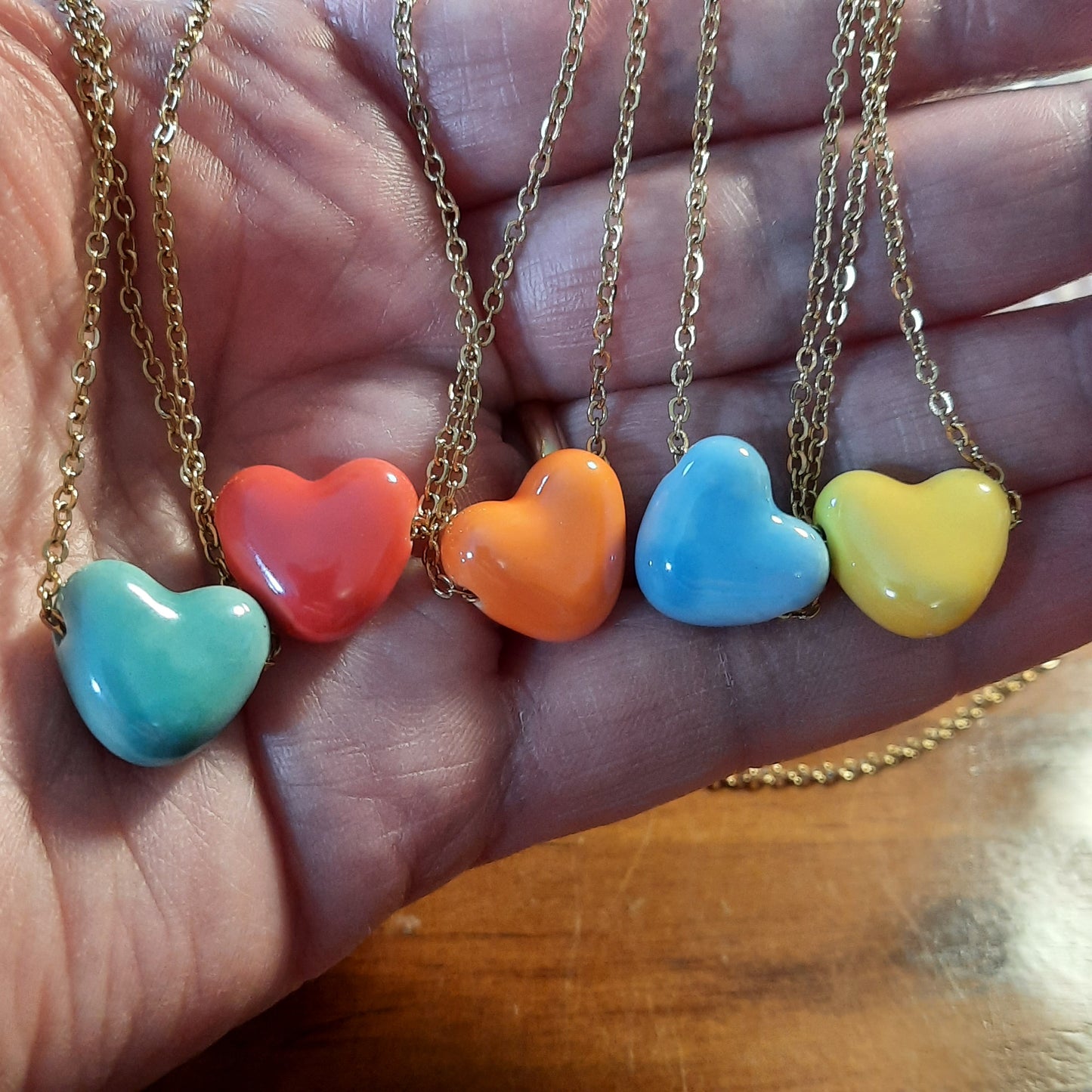 Collier chaîne dorée acier inoxydable stainless steel 316 et cœur en céramique