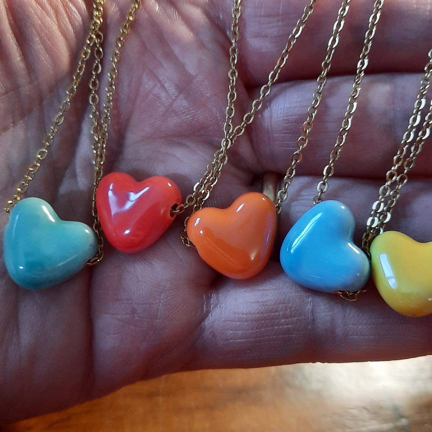 Collier chaîne dorée acier inoxydable stainless steel 316 et cœur en céramique