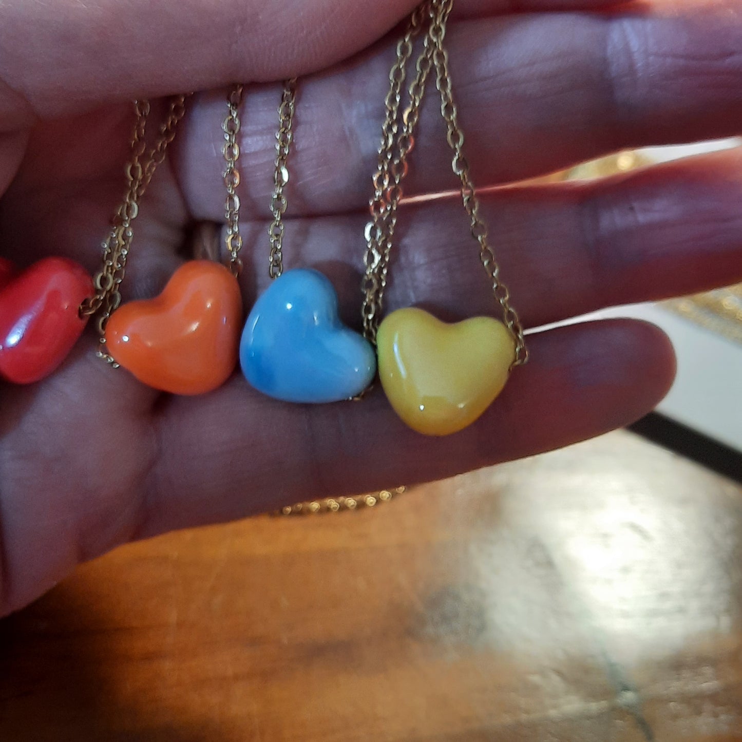 Collier chaîne dorée acier inoxydable stainless steel 316 et cœur en céramique