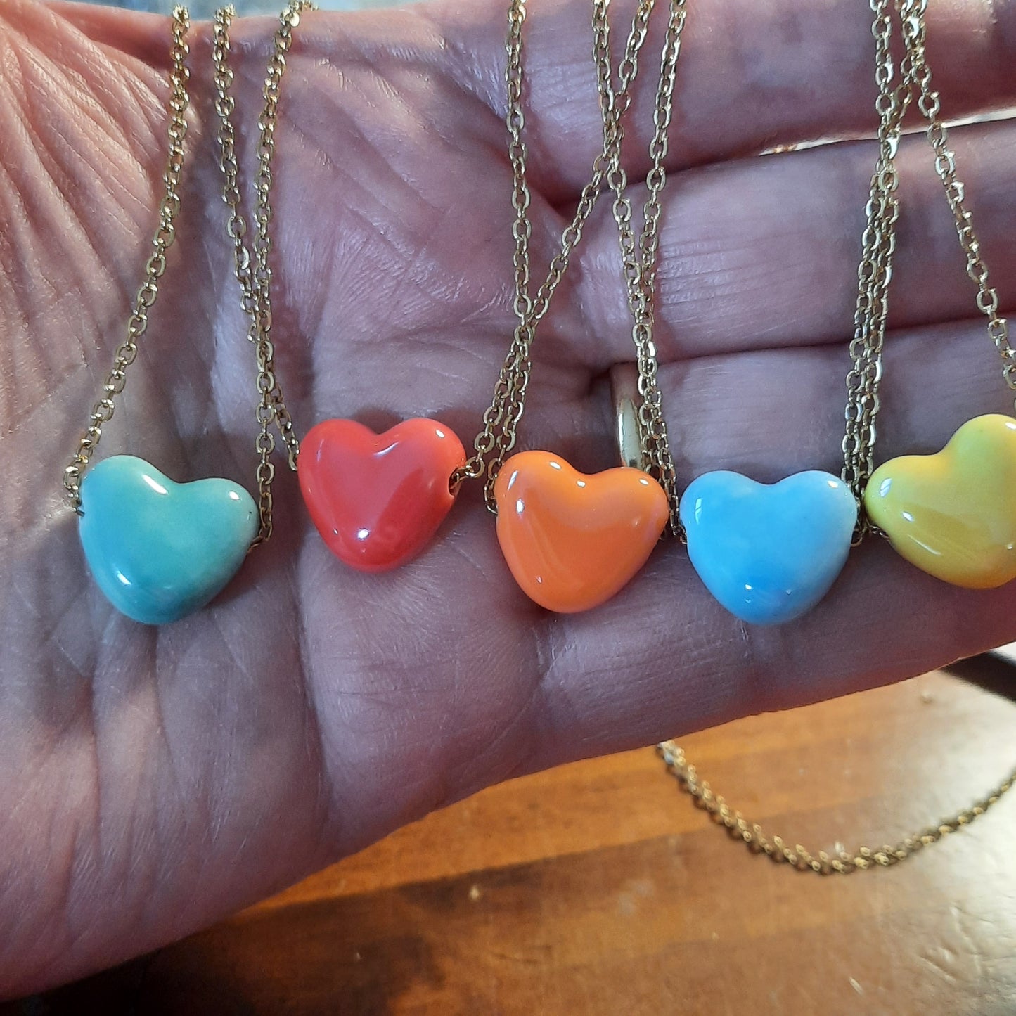 Collier chaîne dorée acier inoxydable stainless steel 316 et cœur en céramique