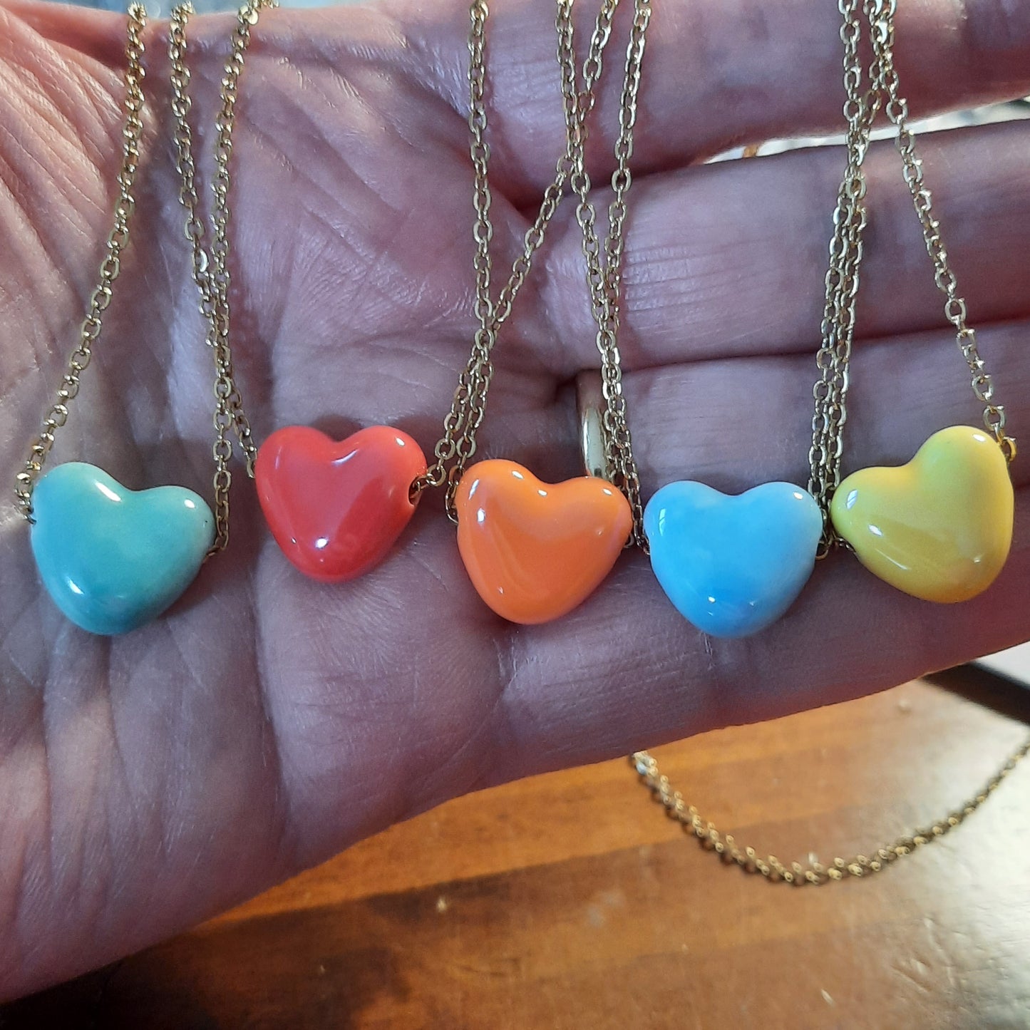 Collier chaîne dorée acier inoxydable stainless steel 316 et cœur en céramique