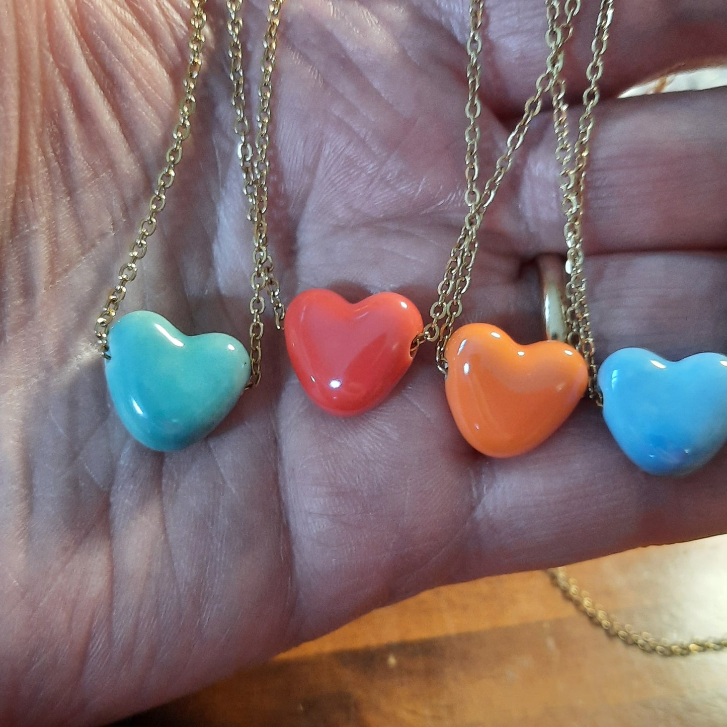 Collier chaîne dorée acier inoxydable stainless steel 316 et cœur en céramique