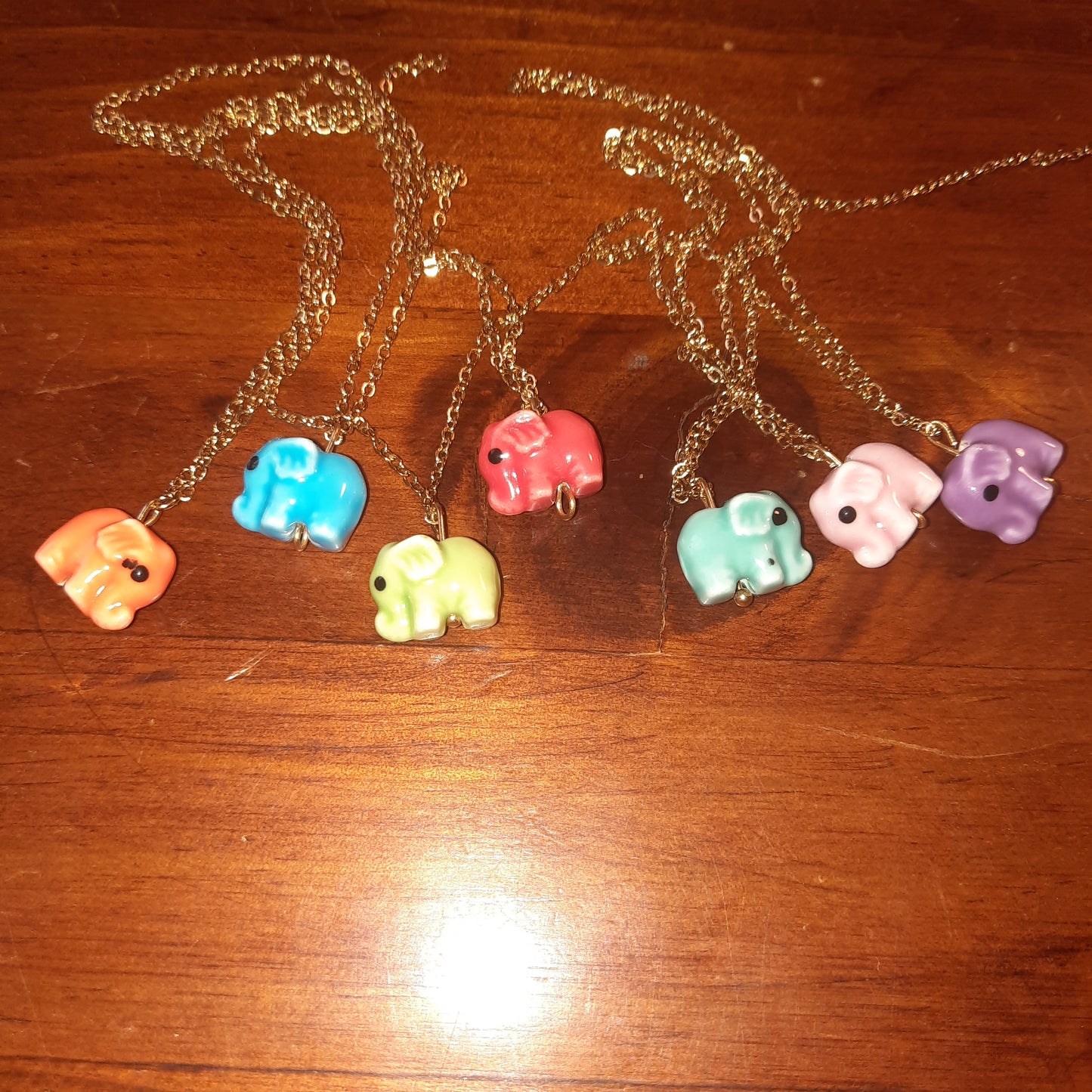 Collier chaîne dorée acier inoxydable stainless steel 316 pendentif éléphant en céramique