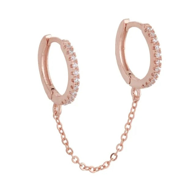 Johoop chaîne d oreille rose gold serti zirconium stainless steel