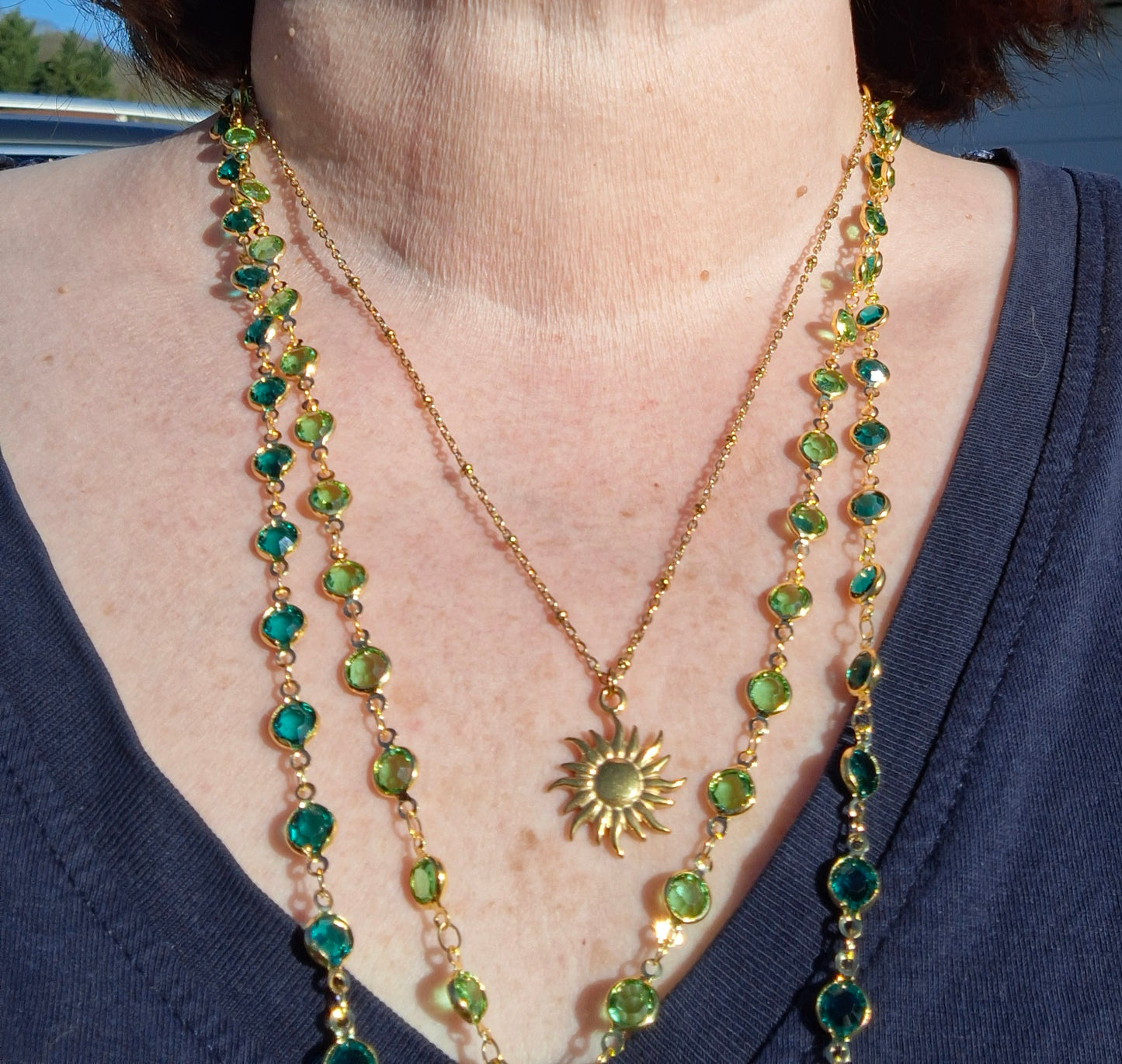 Collier chaîne cuivre ou chaîne acier inoxydable stainless steel pendentif soleil stainless steel