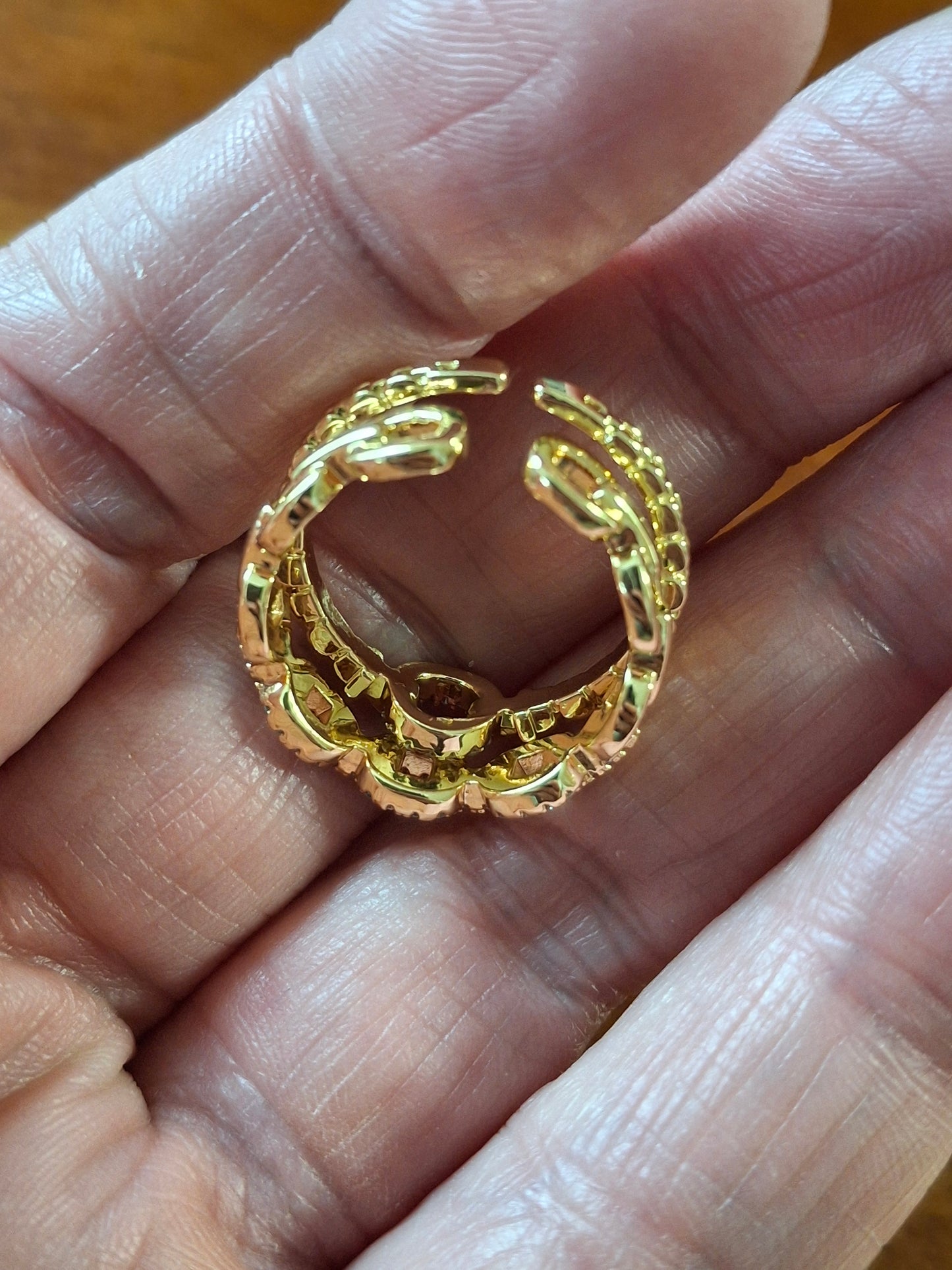 Bague acier inoxydable stainless steel 316 sertie zirconium ajustable réglable