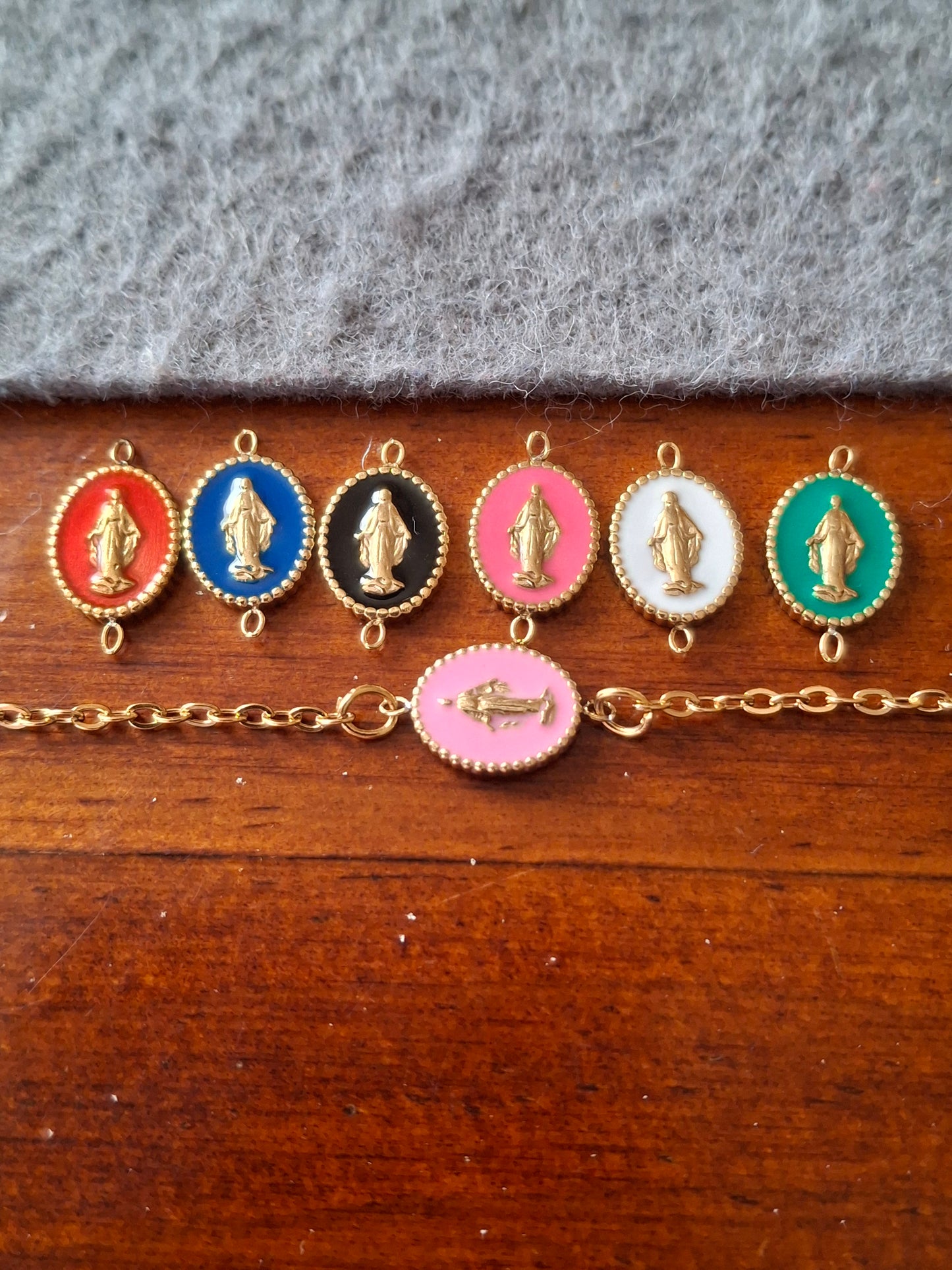 Bracelet chaîne acier inoxydable stainless steel 316 madone stainless steel 316 plaqué or sur mesure