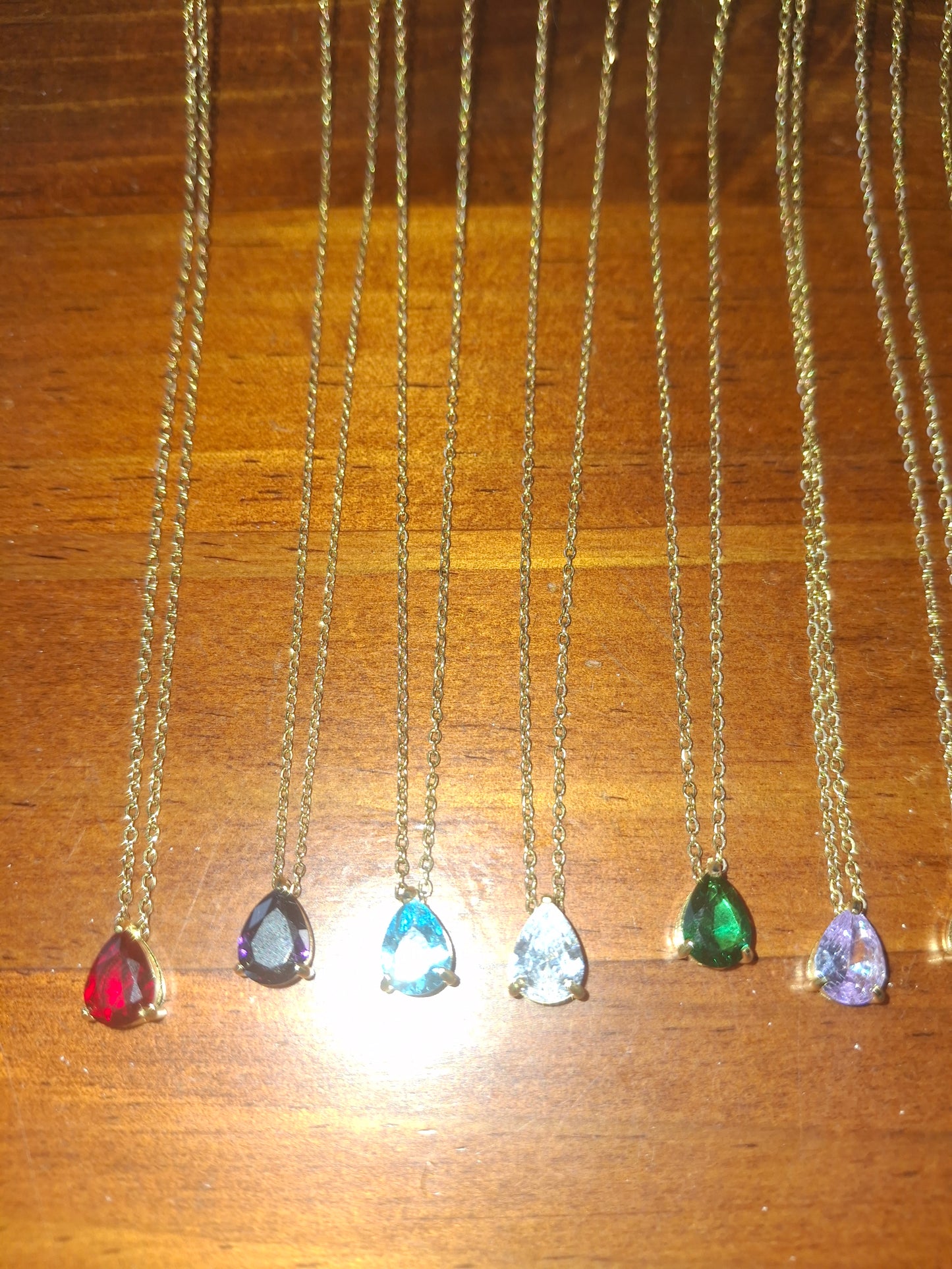 Collier chaîne acier inoxydable stainless steel 316 et cristal pierre de naissance réglable ajustable