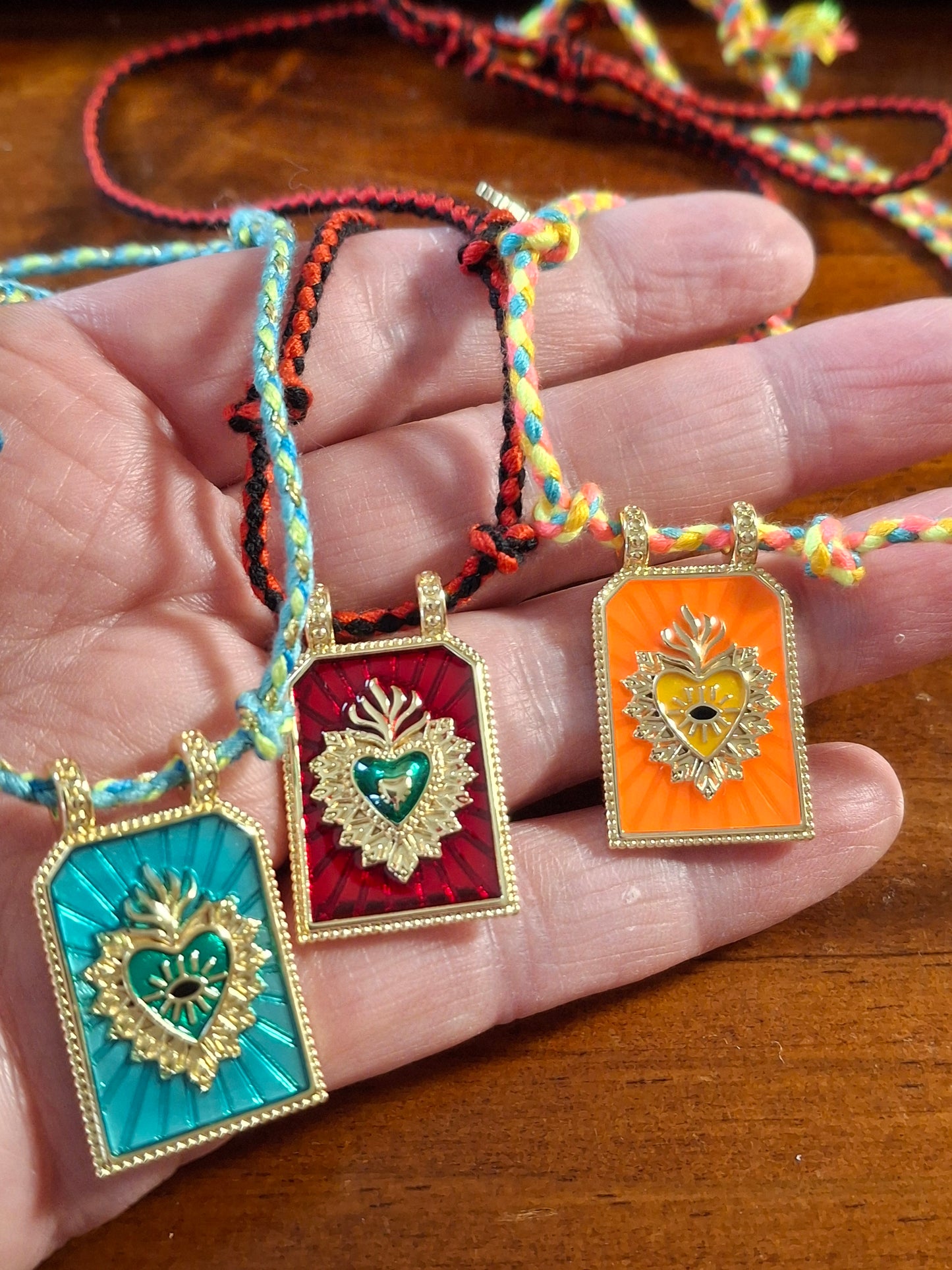 Collier cordon tressé talisman réglable ajustable handmade