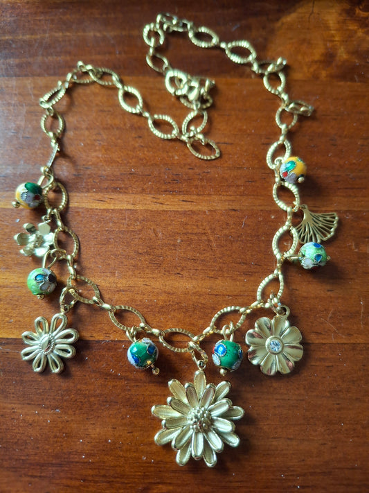 Adjustable handmade 316 stainless steel chain necklace with stainless steel 316 charms