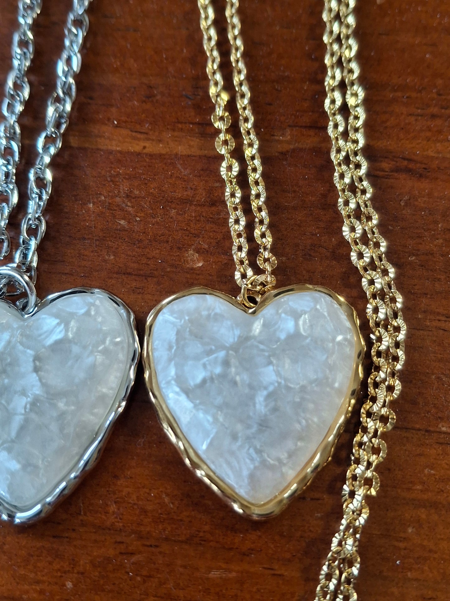 Halskette goldfarbene Kette Edelstahl 316 und Herz Edelstahl 316