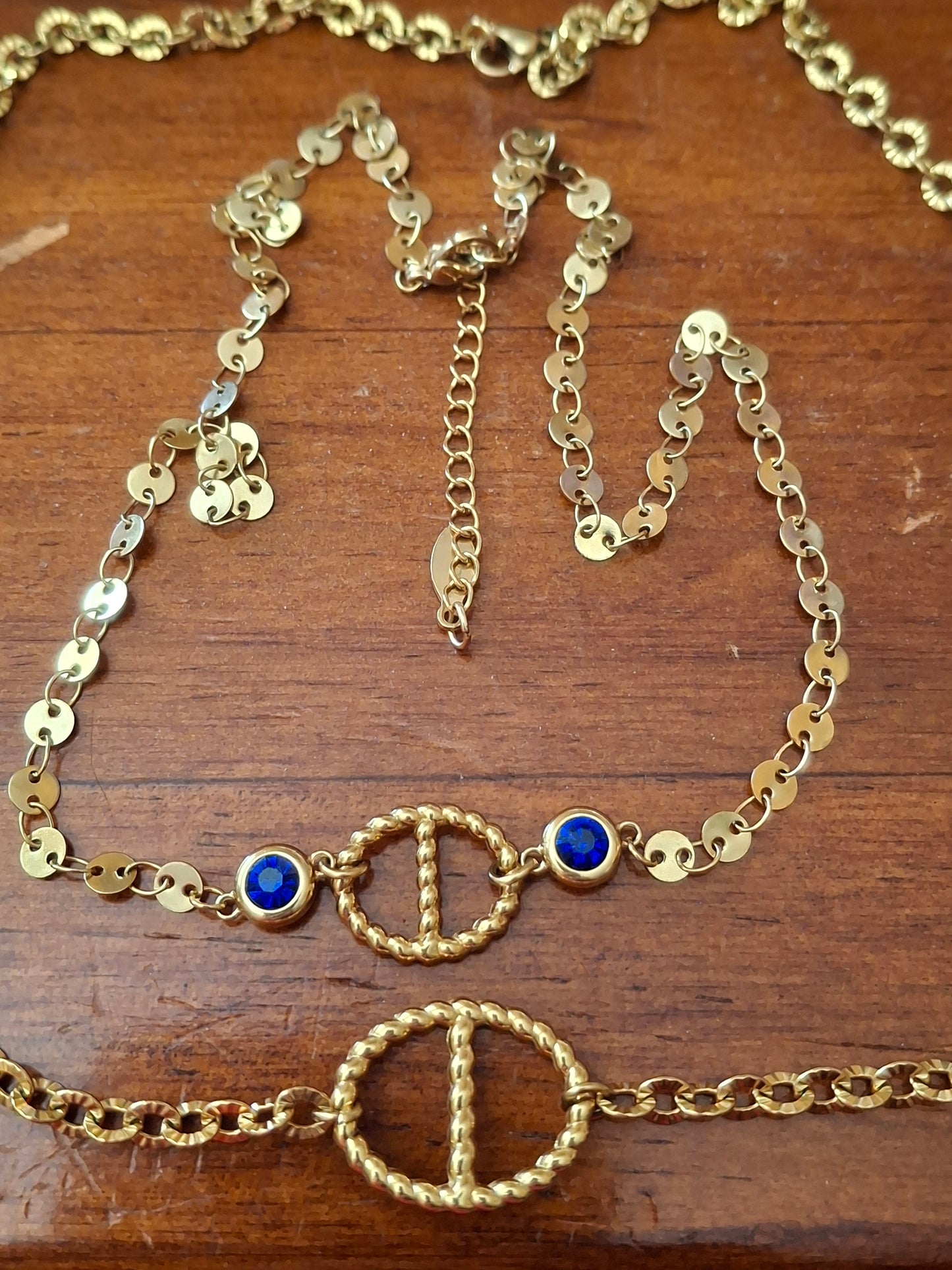 Ensemble 3 colliers acier inoxydable stainless steel 316 et maille marine, nez de cochon handmade