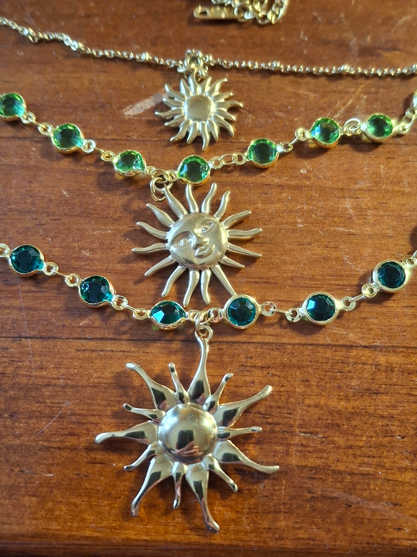 Collier chaîne cuivre ou chaîne acier inoxydable stainless steel pendentif soleil stainless steel