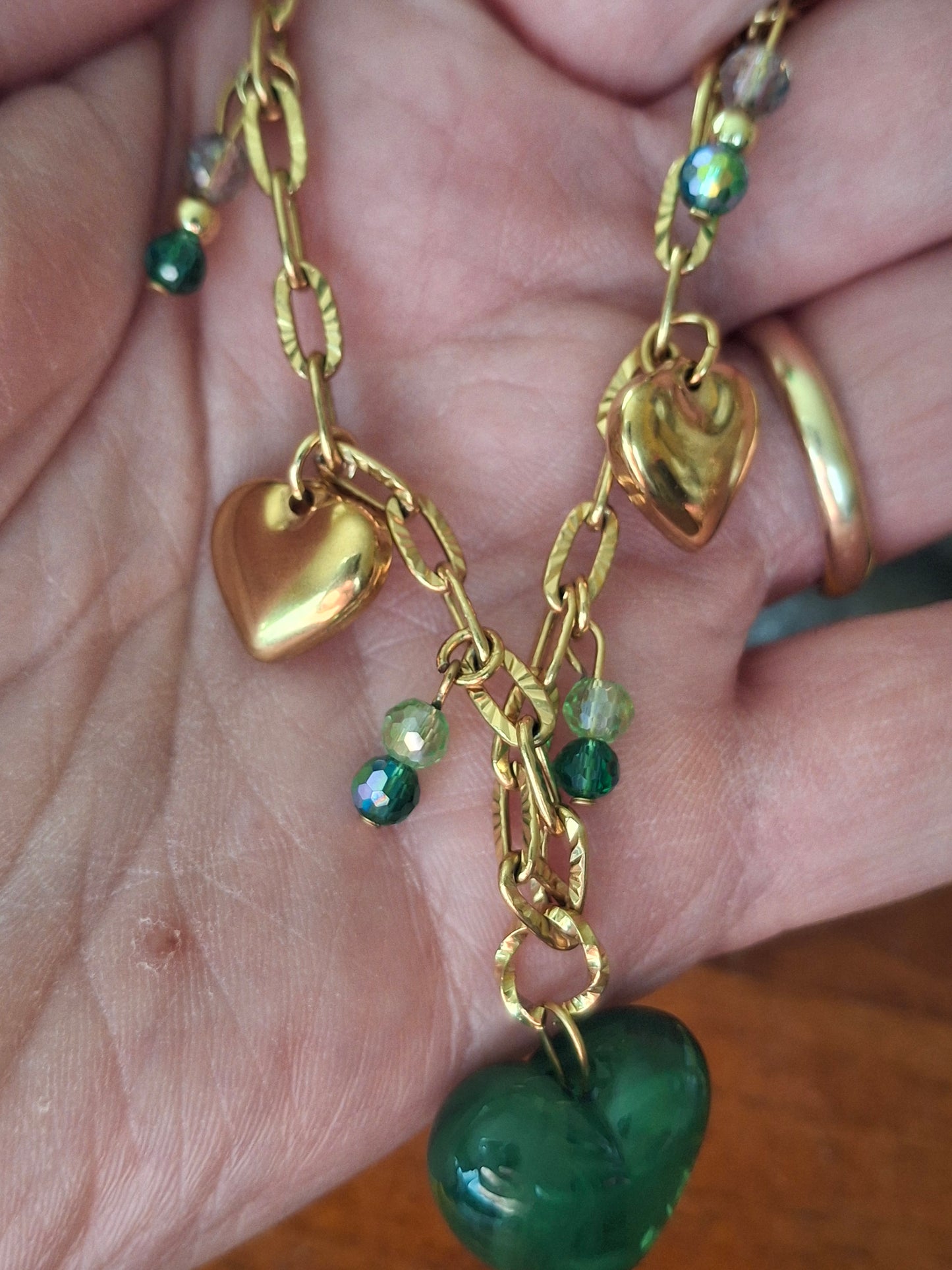 Gold-plated stainless steel chain necklace with 316 handmade charms