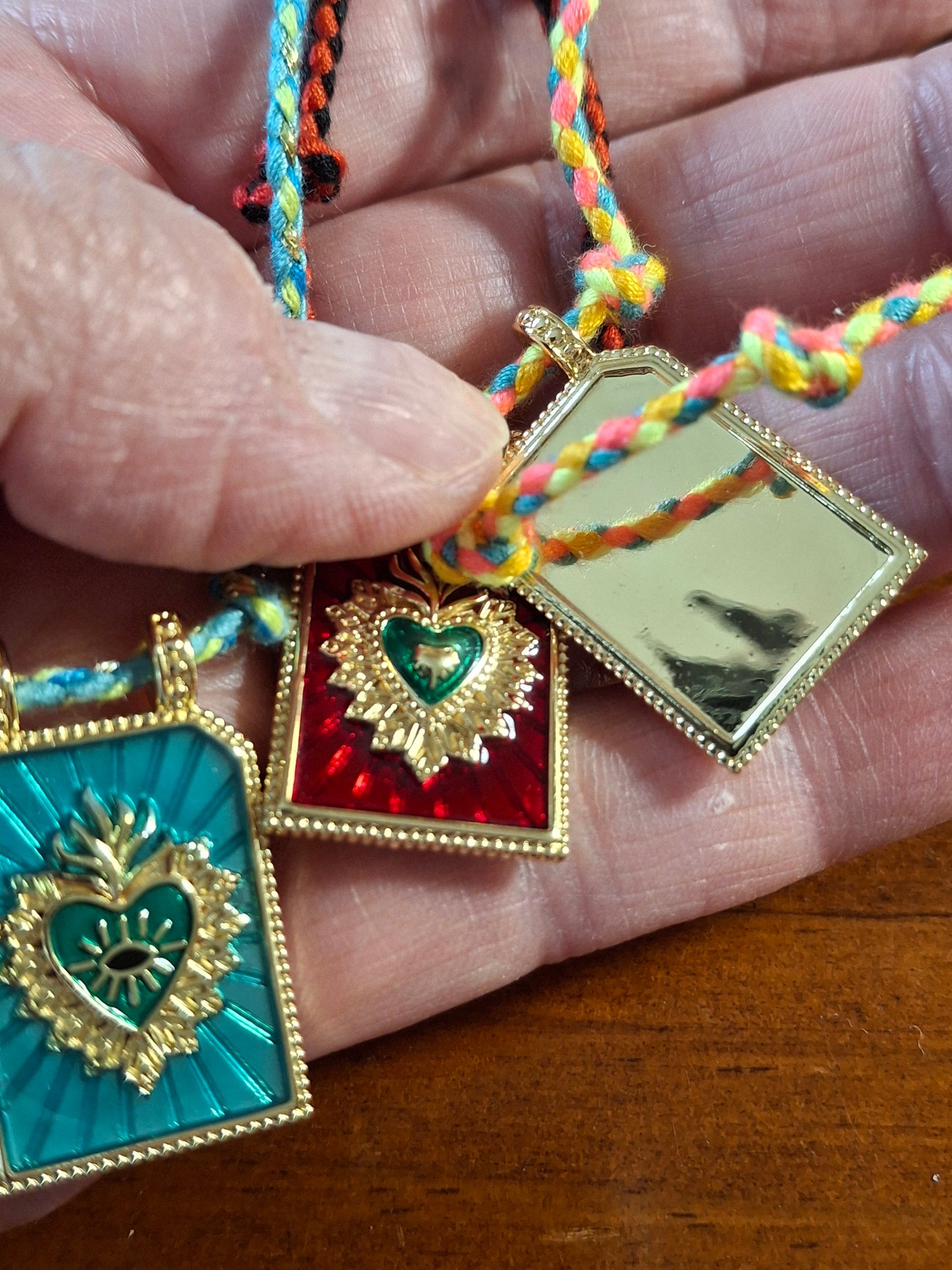 Collier cordon tressé talisman réglable ajustable handmade