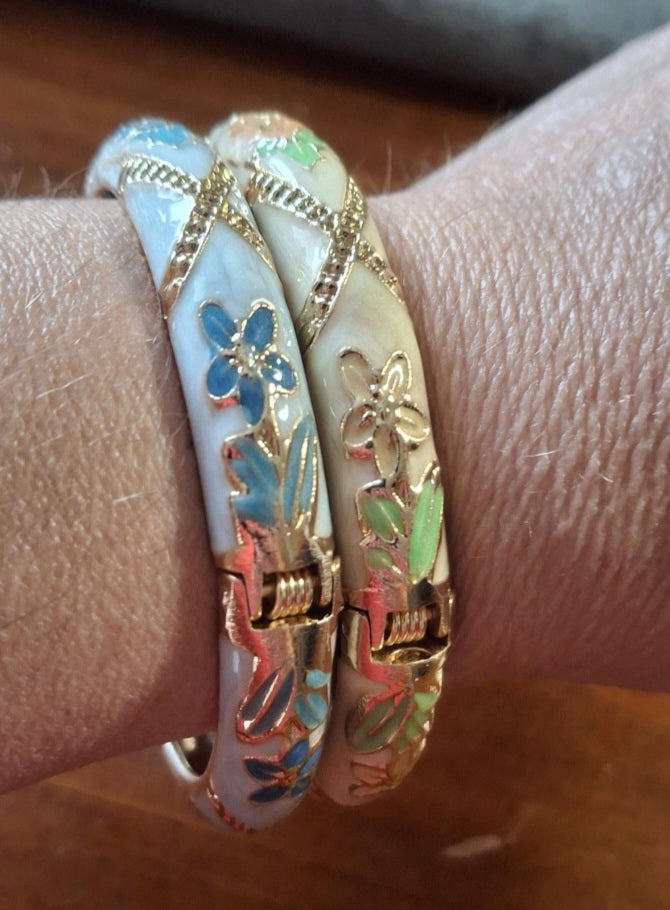 Jonc rigide vintage email cloisonné bohème