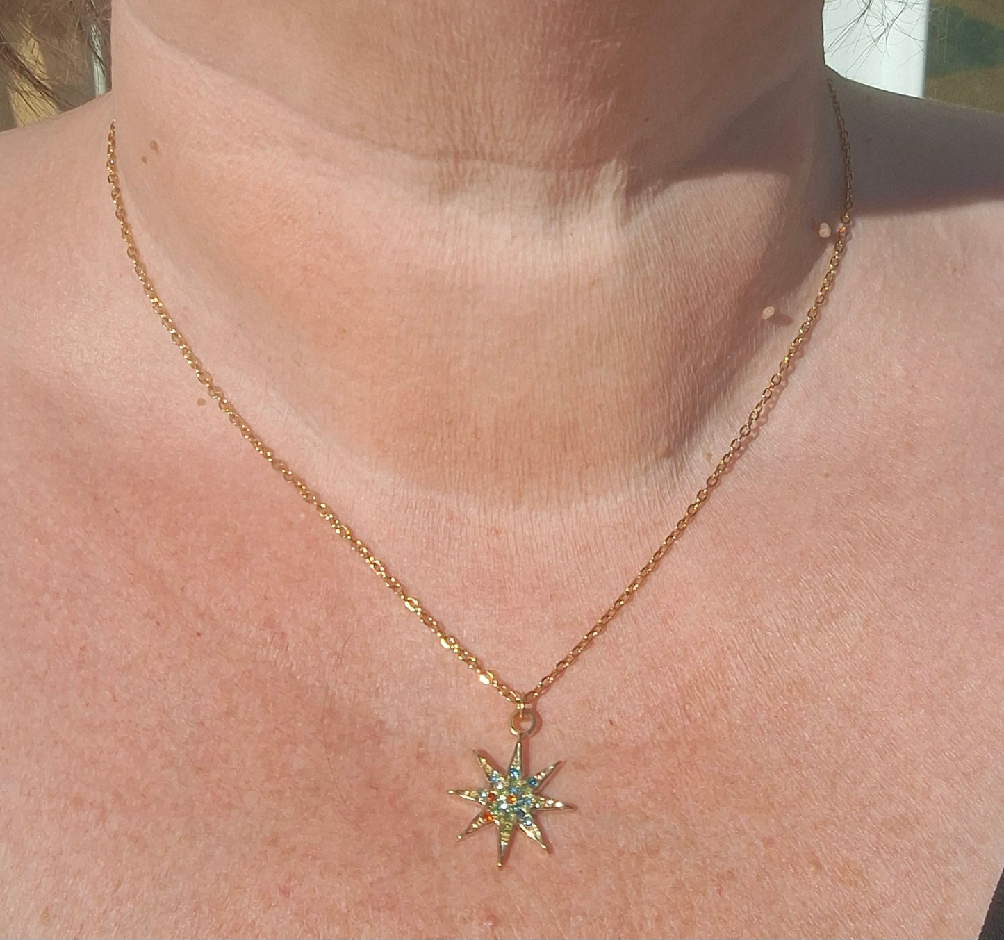 Edelstahl Goldkette Halskette Edelstahl Polarstern Anhänger Edelstahl