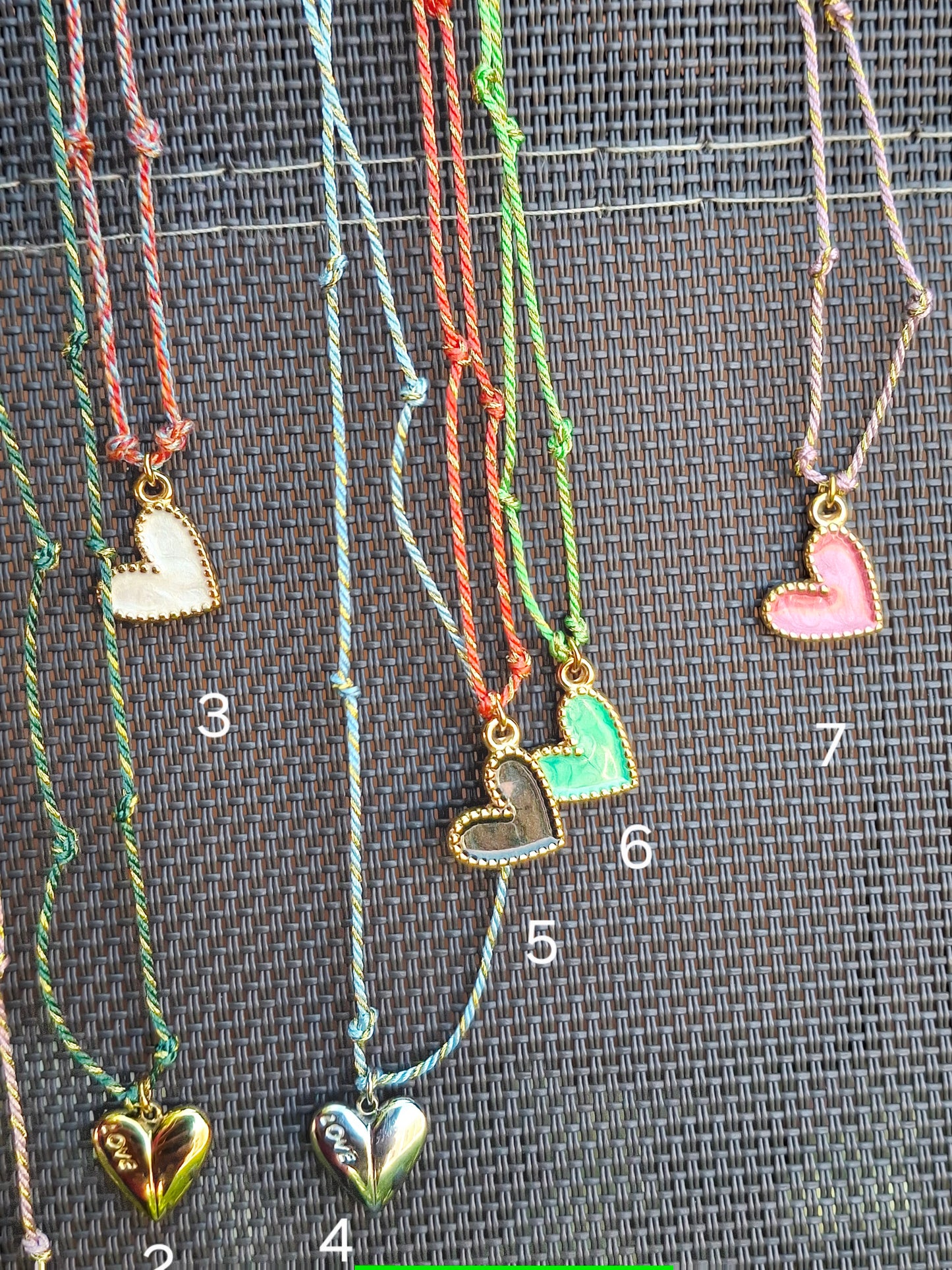 Collier cordon tressé fin pendentif coeur cadeau handmade