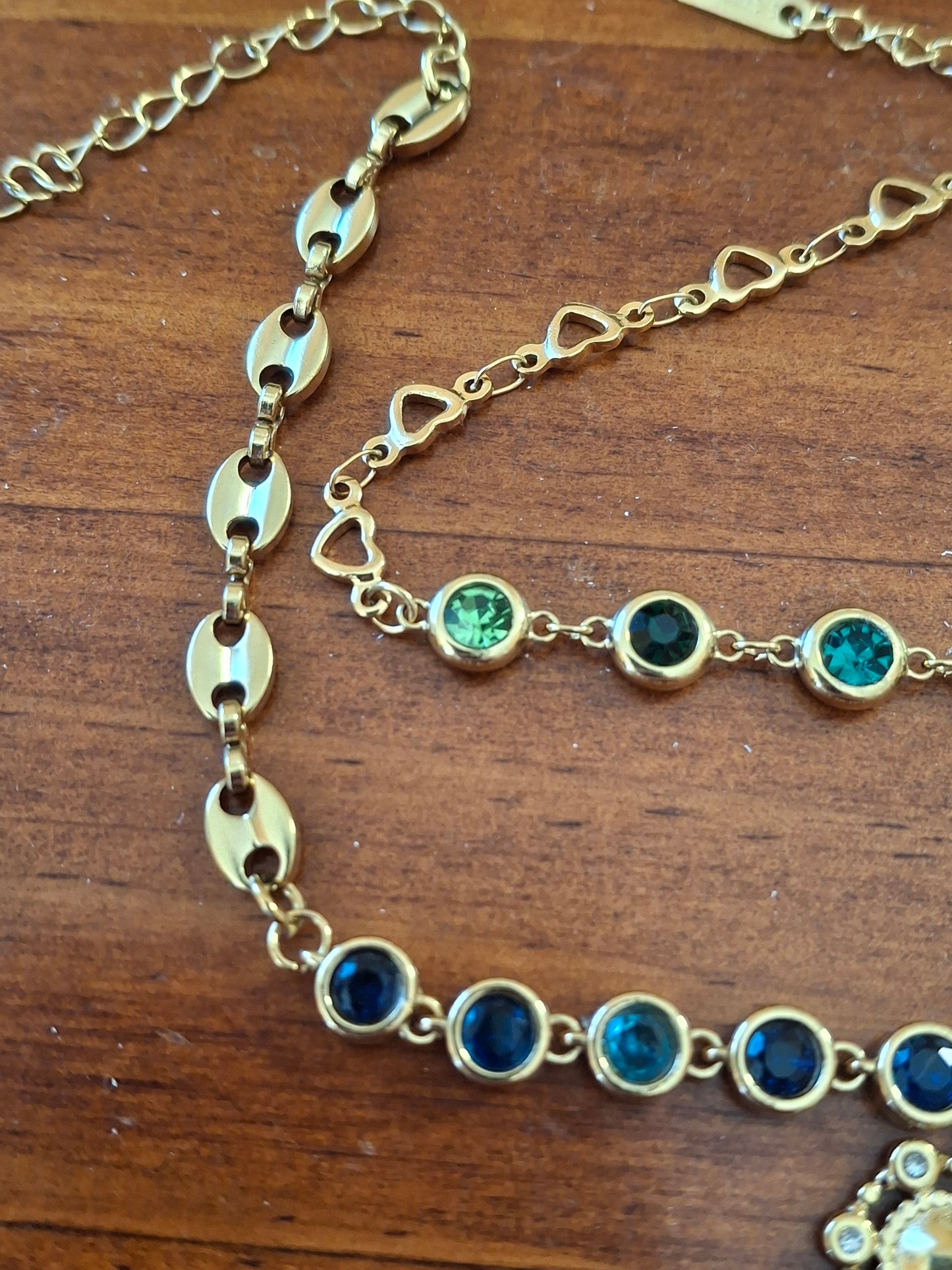 Armband Kette Edelstahl 316 von sehr schöner Qualität mit Kristallbesatz, handgefertigt nach Maß