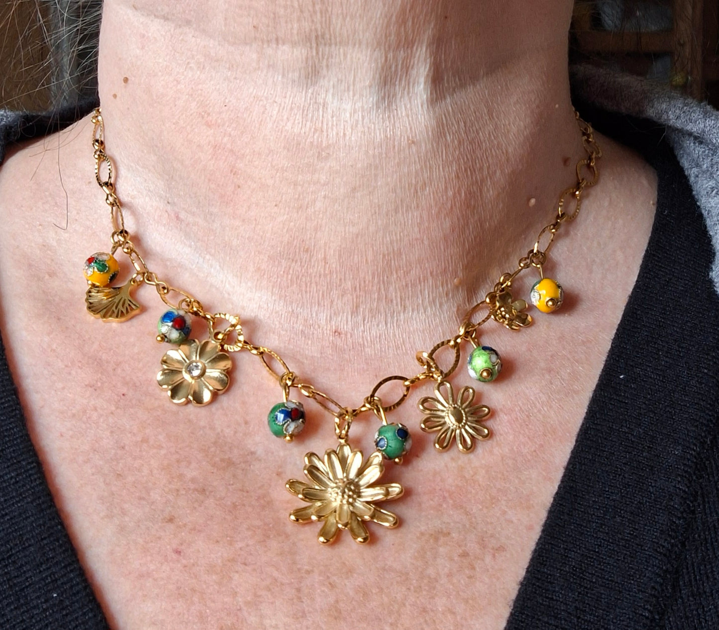 Verstellbare, handgefertigte Halskette aus Edelstahl 316 mit Anhängern aus Edelstahl 316