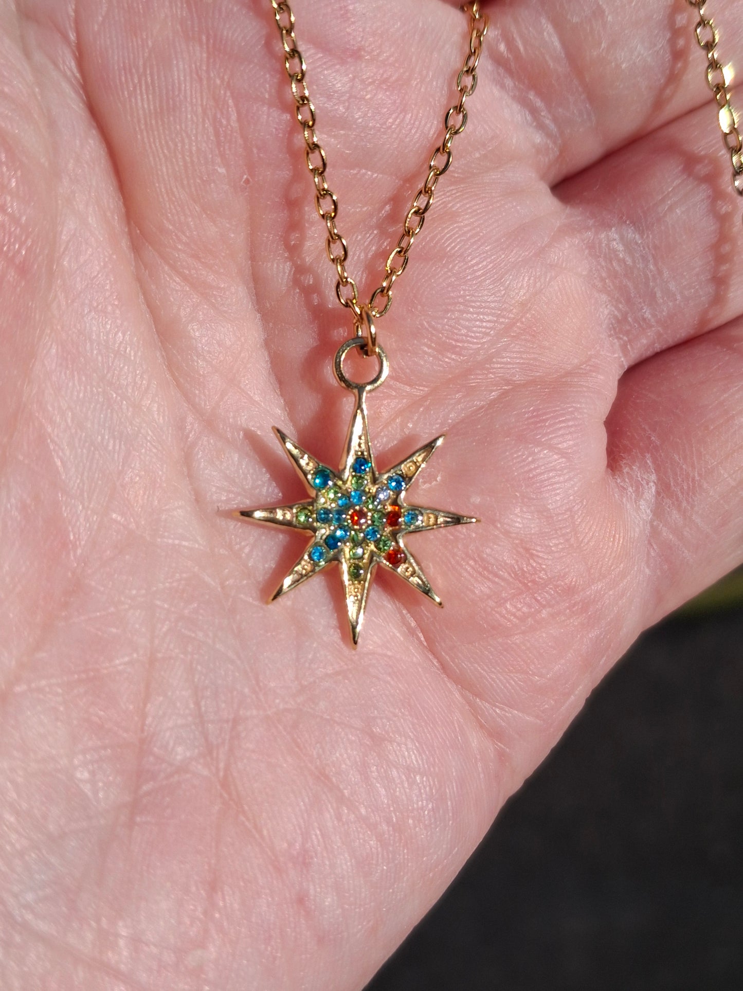 Edelstahl Goldkette Halskette Edelstahl Polarstern Anhänger Edelstahl