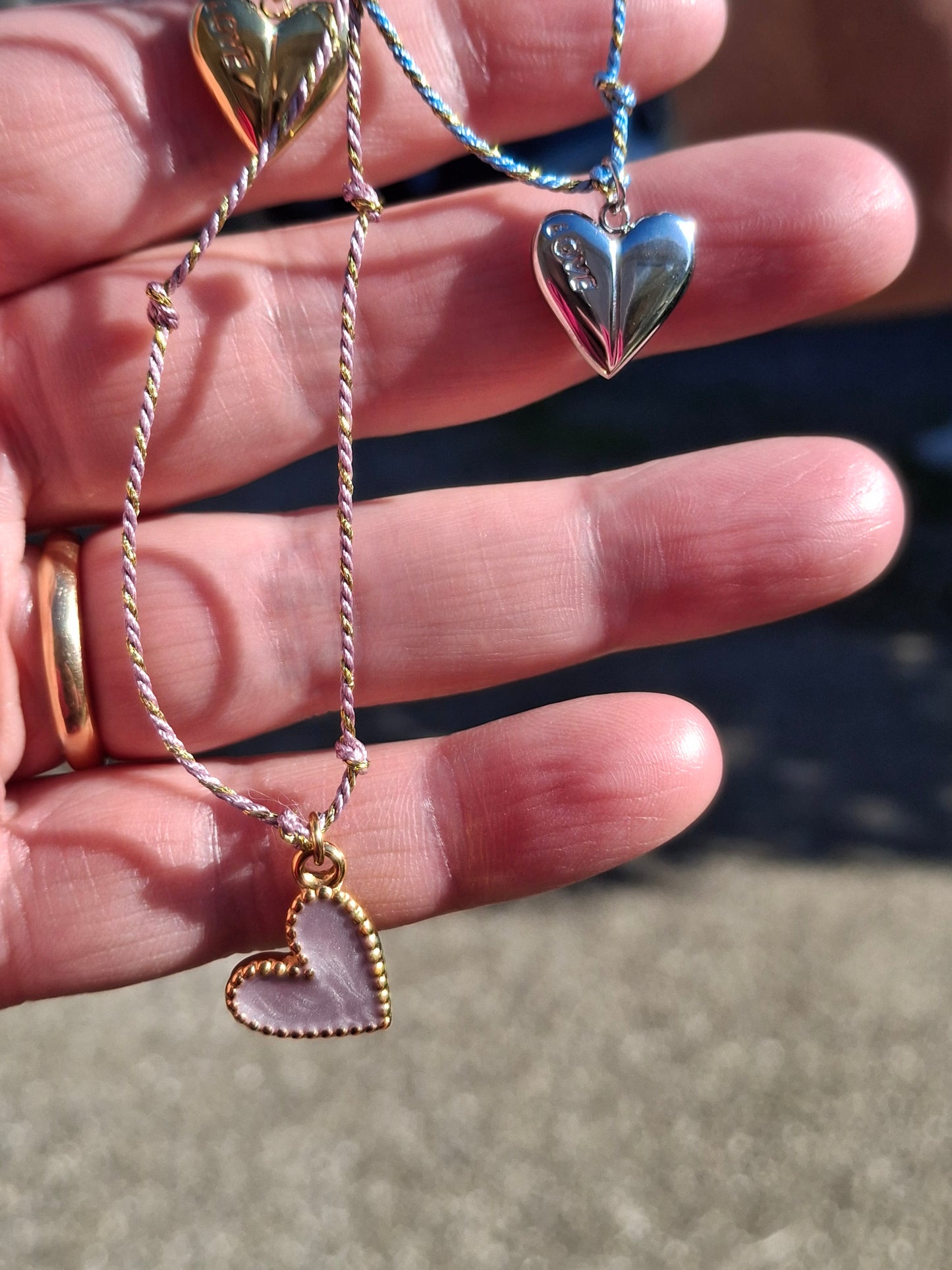 Collier cordon tressé fin pendentif coeur cadeau handmade