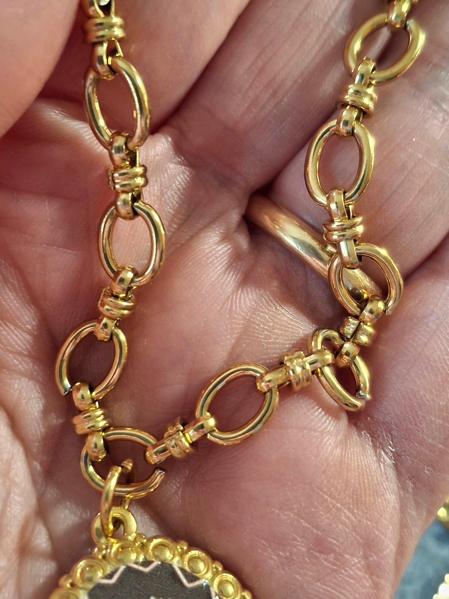 Bracelet maille gourmette acier inoxydable stainless steel 316 et grand pendentif stainless steel 316 style rétro sur mesure